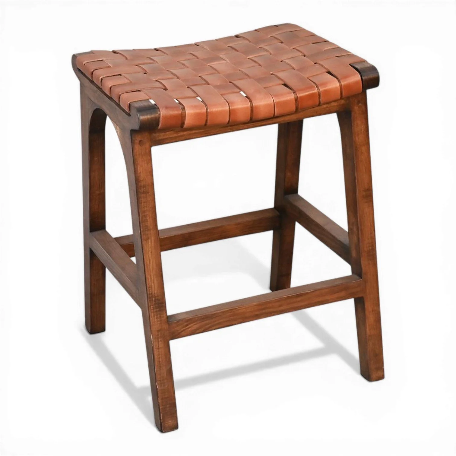 Cambria Crisscross Leather Bar Stool | Handmade Western Bar Stool Mexico