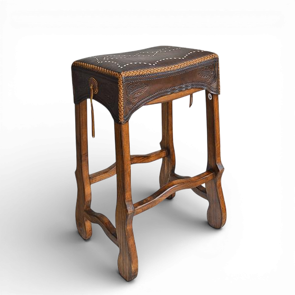 Durango Stitched Leather Saddle Stool