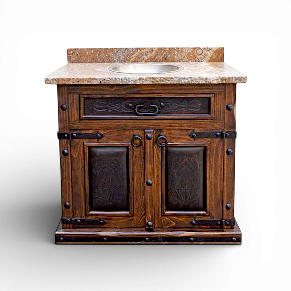 Trinity Tooled Leather & Stone Vanity
