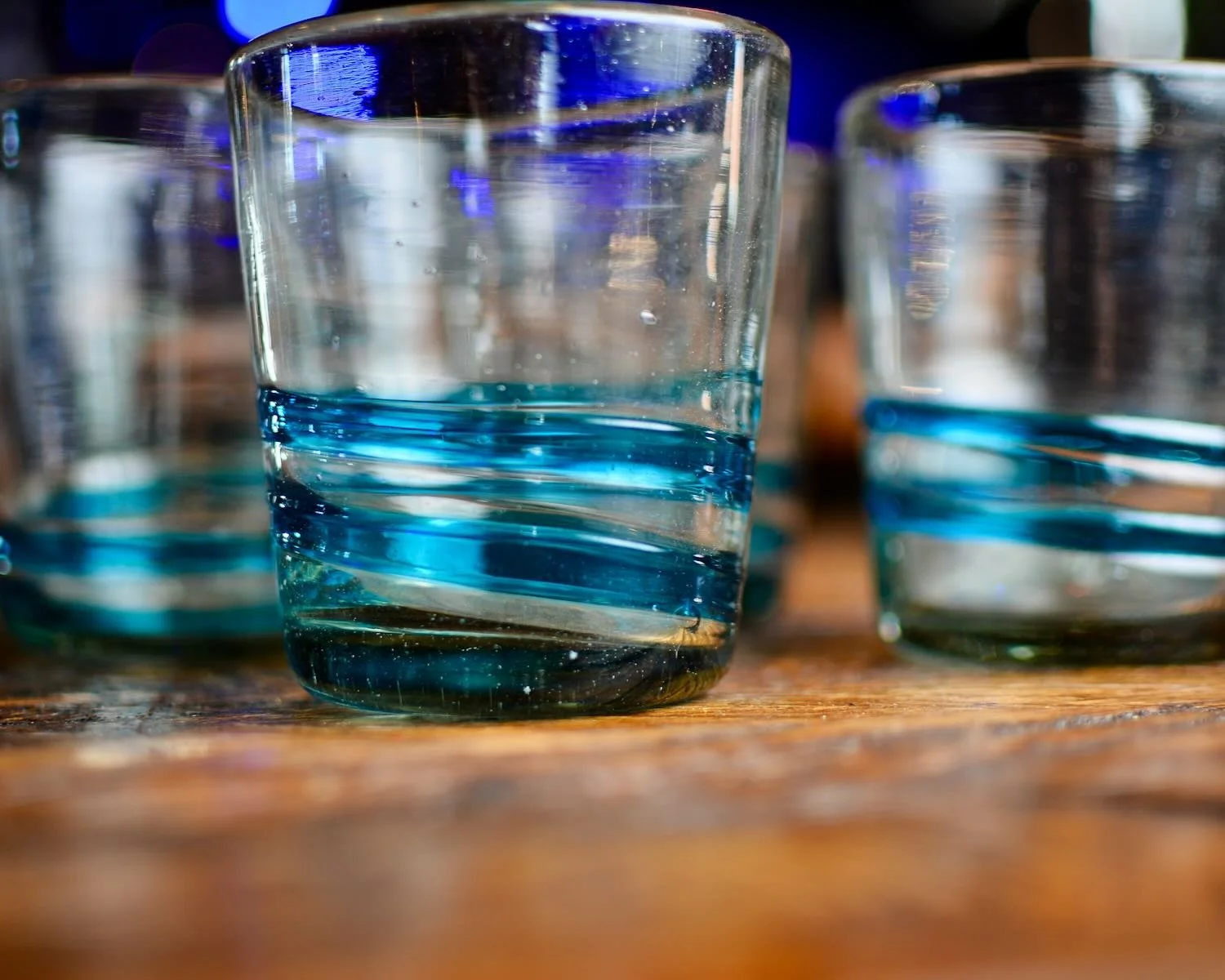Turquoise Serpentine Glass 4 Set