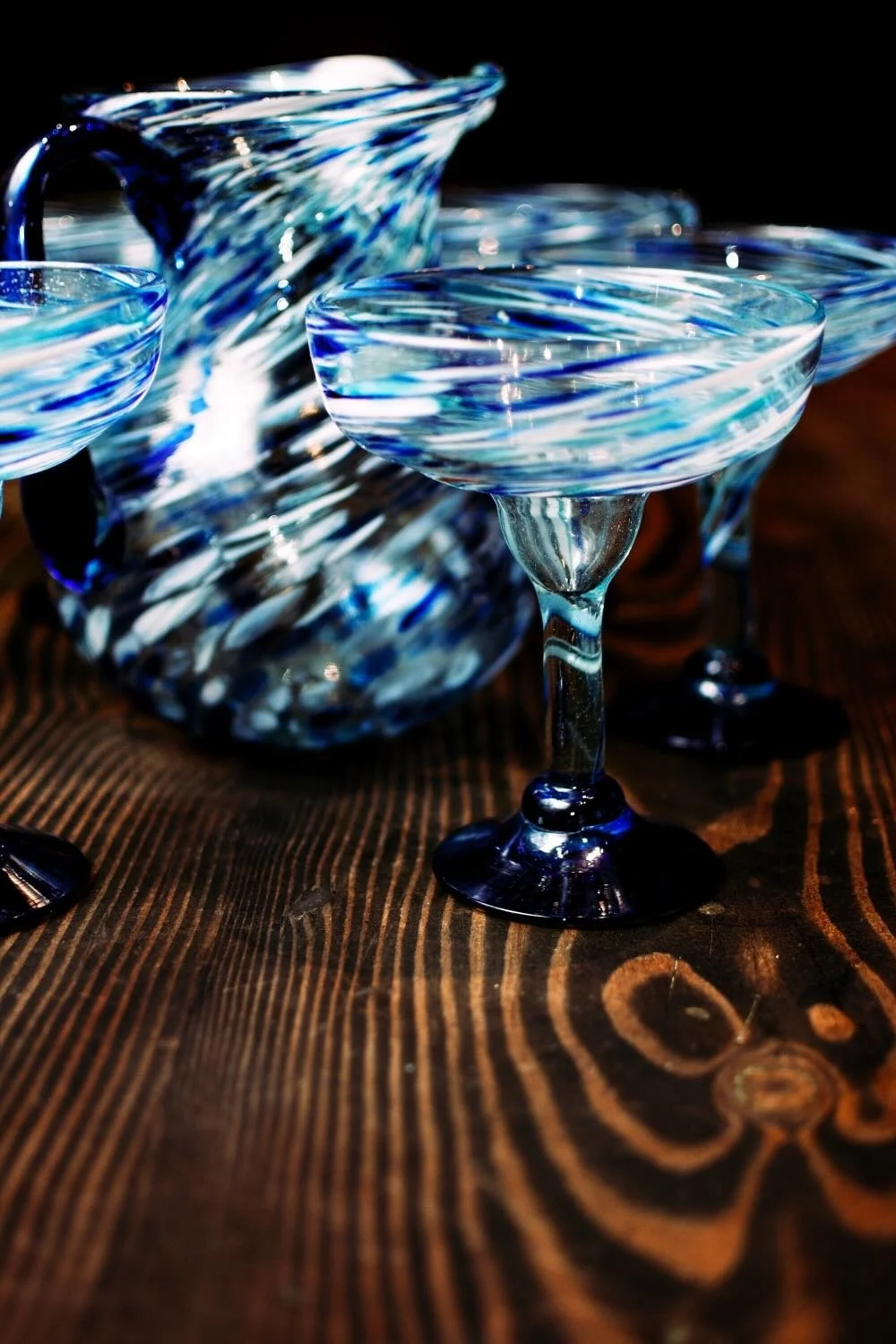 Cobalt Snow Margarita Glass & Pitcher Set