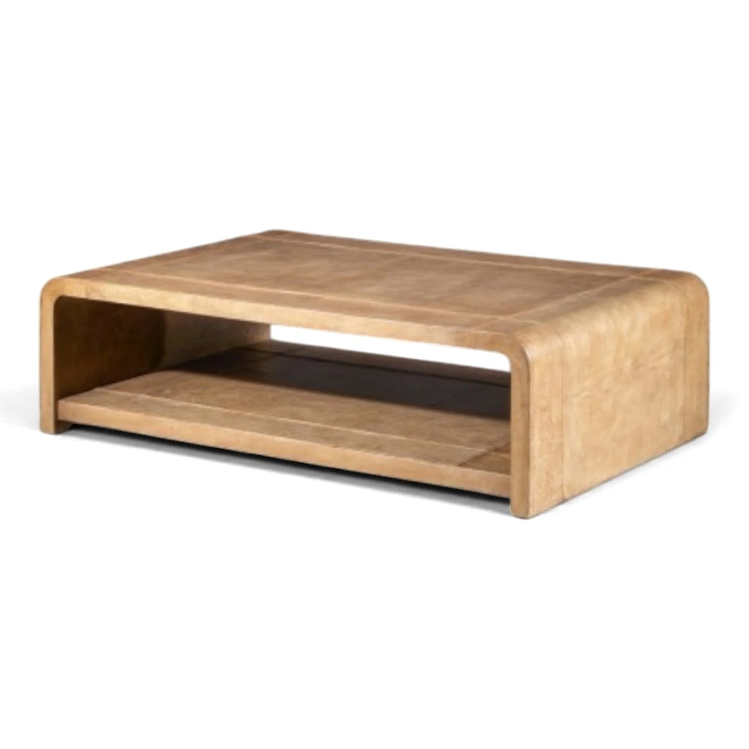 Yazmin Leather Coffee Table – Natural Tan | Handmade Vegetable-Tanned Leather Coffee Table