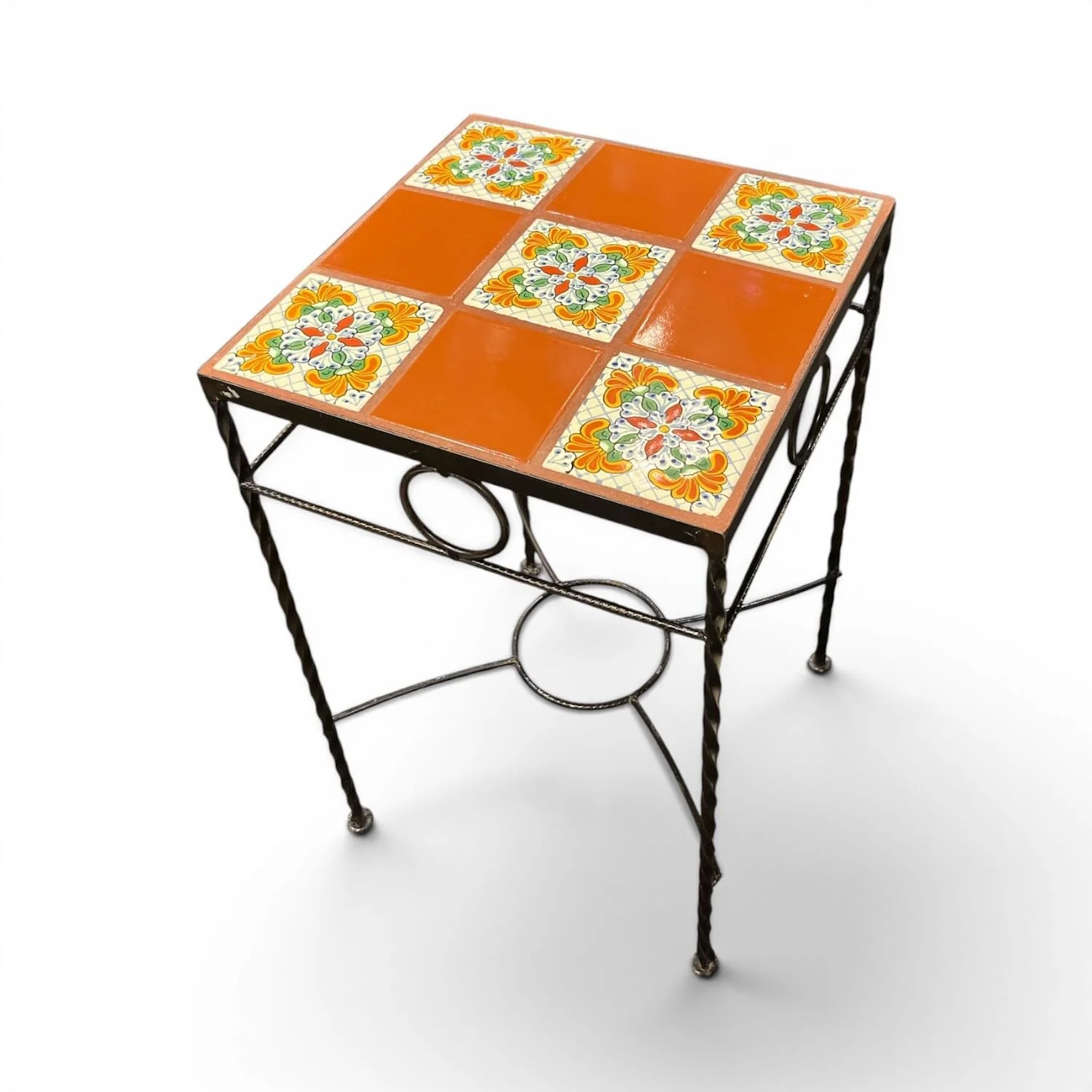 Talavera 9 Tile Table – Handmade Mexican Tile & Iron End Table - Estillo 2