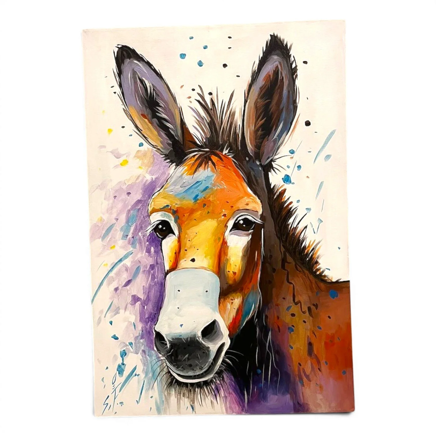Burro en Tonos Pastel Mini | Handmade Mexican Donkey Canvas Art