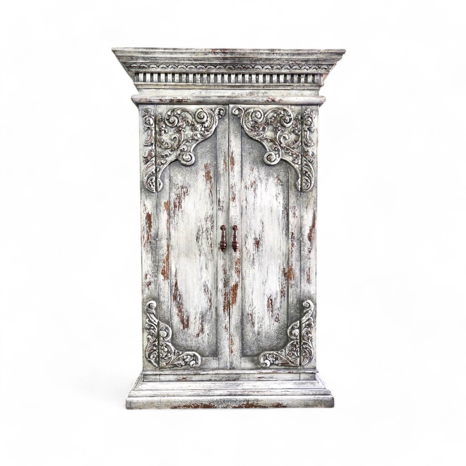 The Camana Grande Carved Wood Armoire – Gris Antiguo