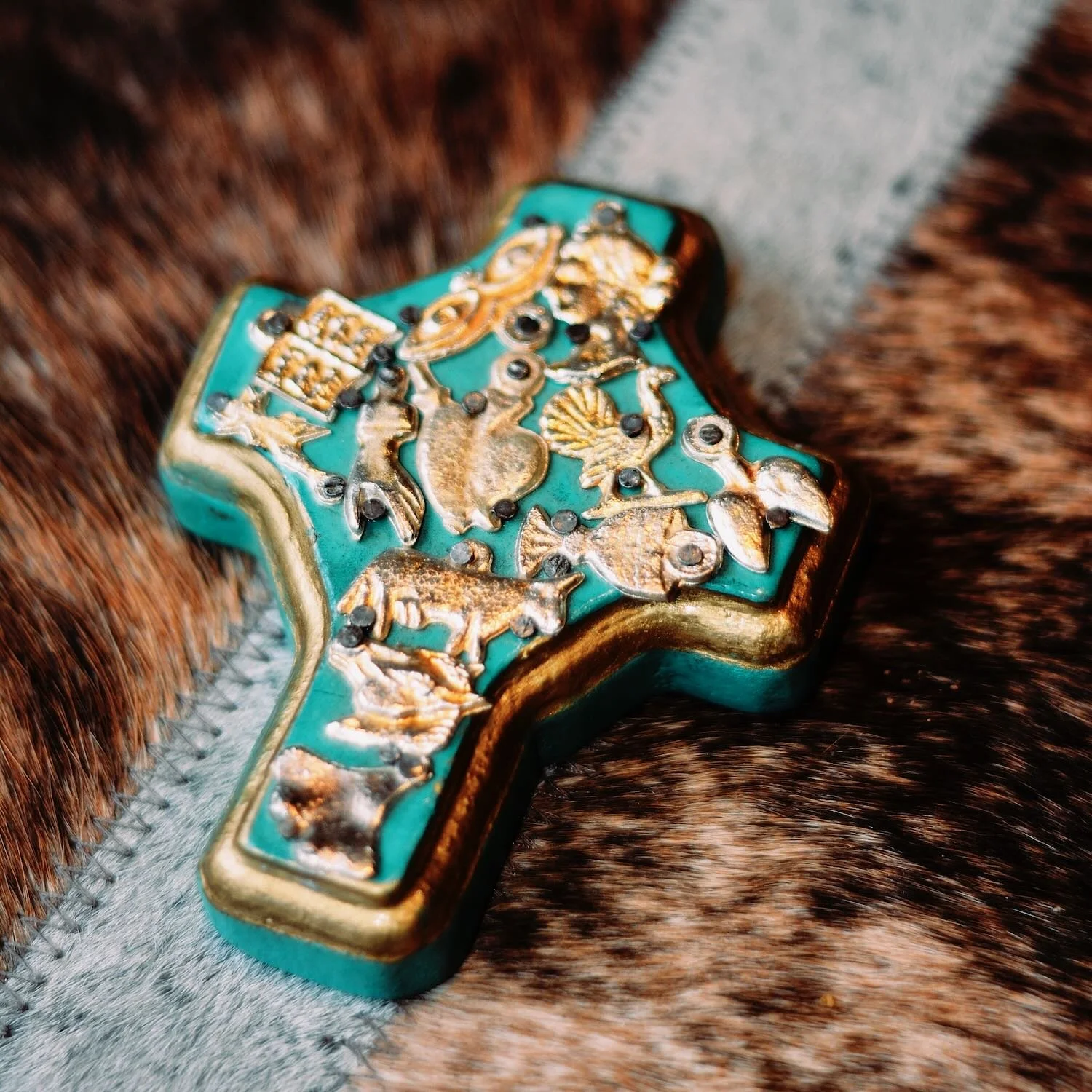 Mini Milagros Cross - Turquoise