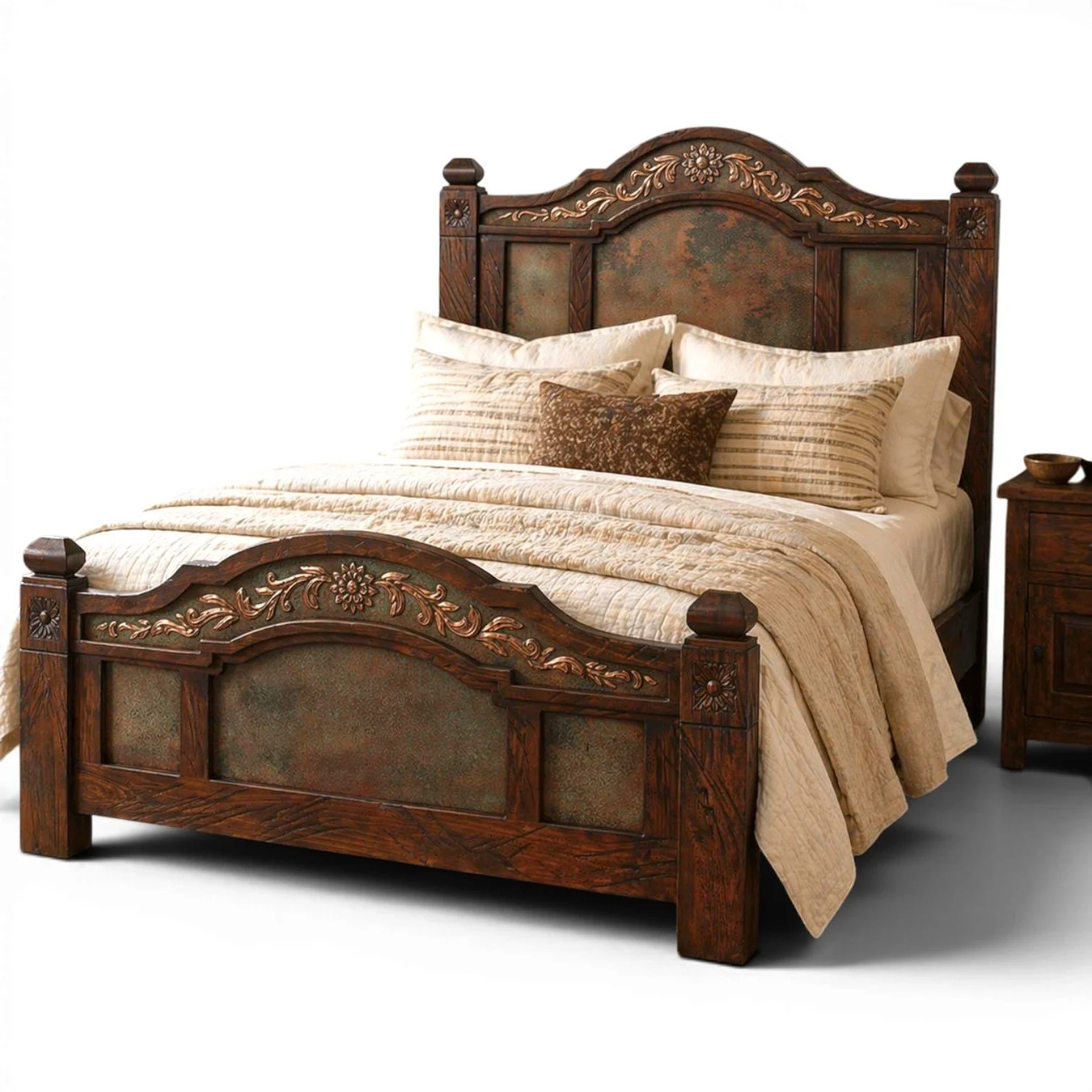 La Margarita Copper Bed | Handmade Verdigris Copper & Reclaimed Wood Bed