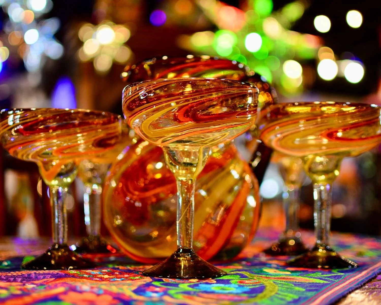 Oro y Bronce Handblown Pitcher and Margarita Glass Set