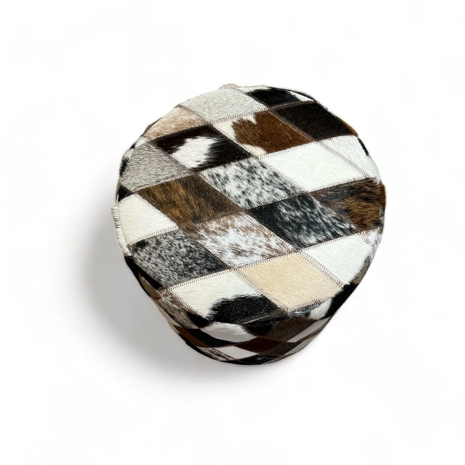 Mixed Diamond Cowhide Ottoman