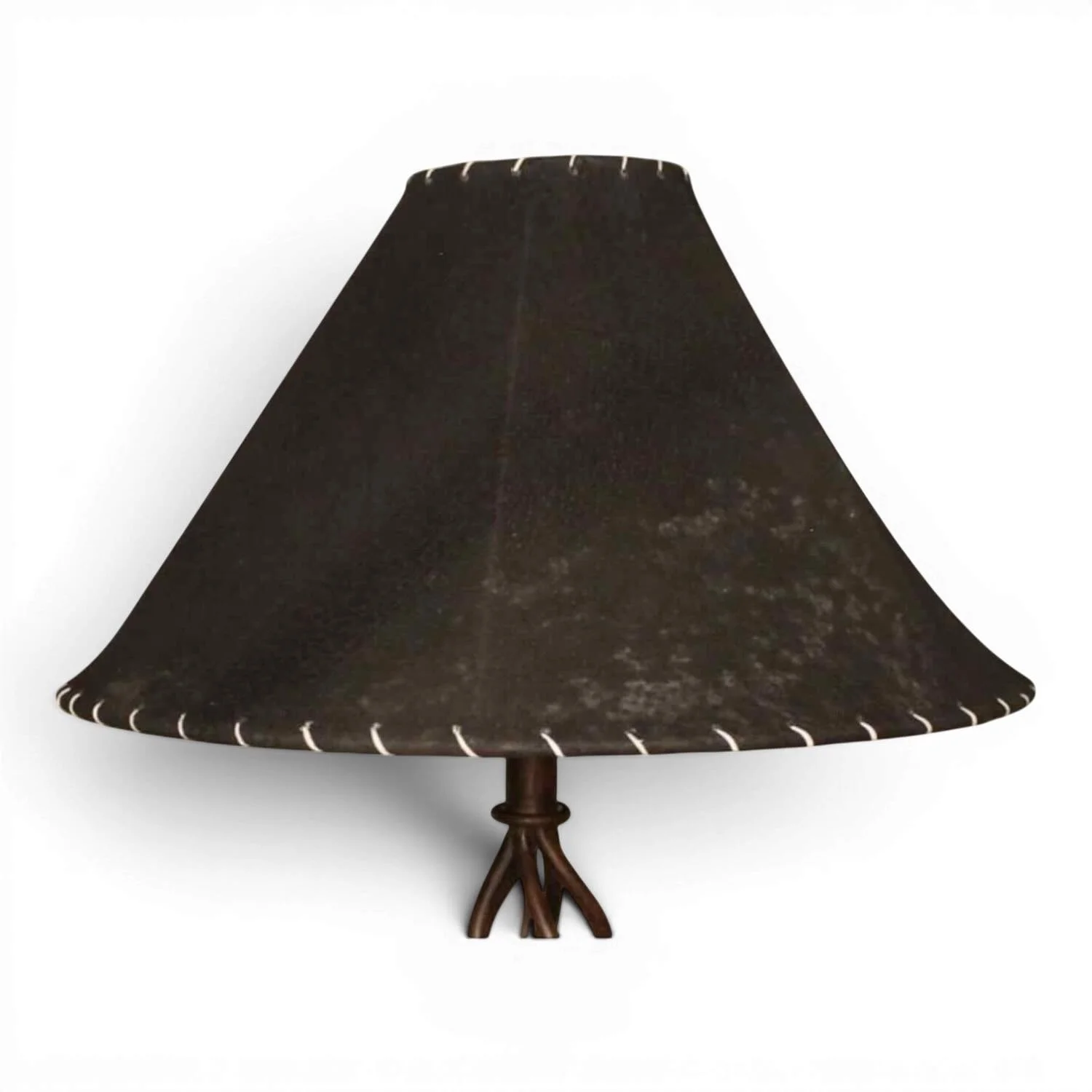 Handcrafted Mexican pigskin lampshade with natural leather finish for rustic and Southwestern lighting