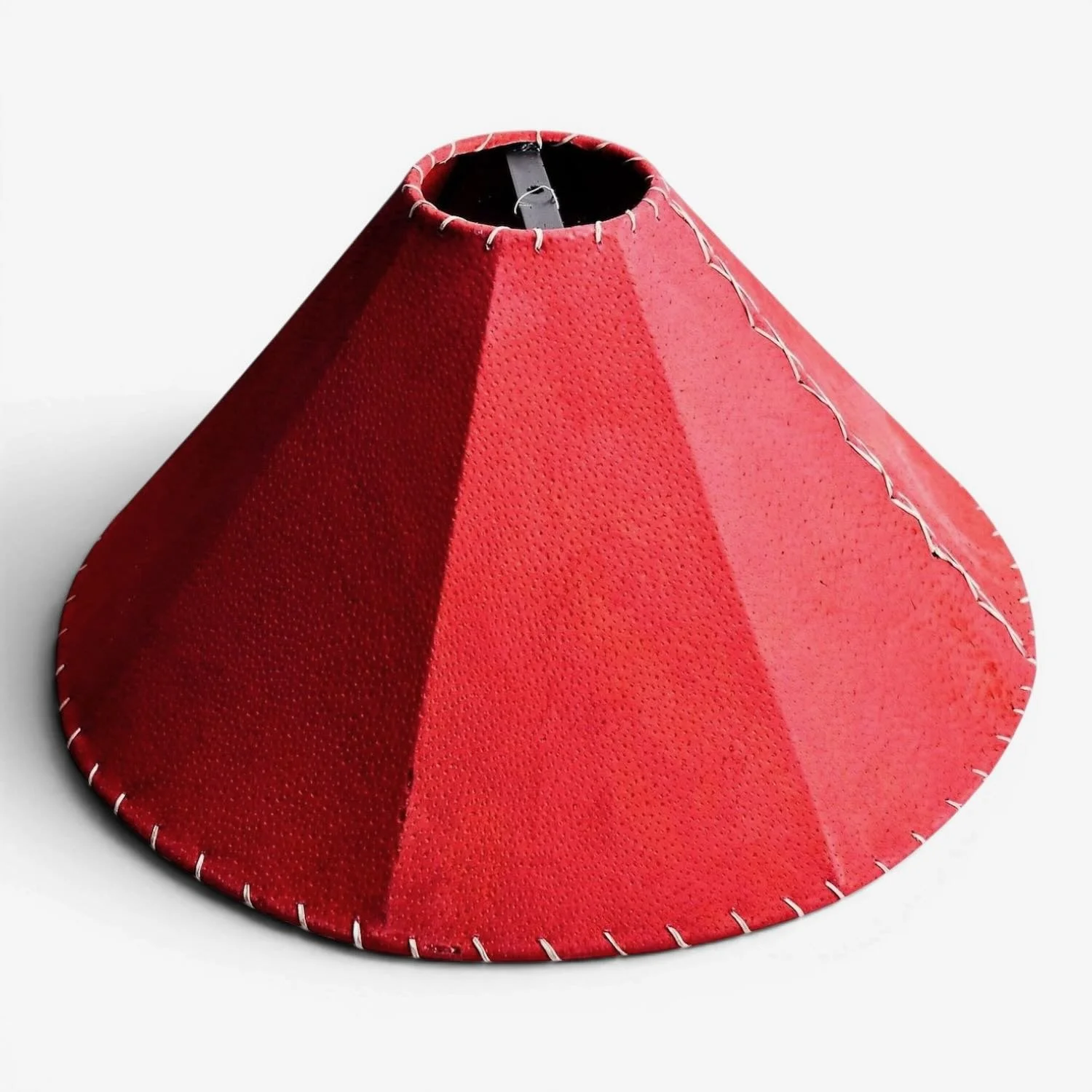 Handcrafted Mexican pigskin lampshade with natural leather finish for rustic and Southwestern lighting
