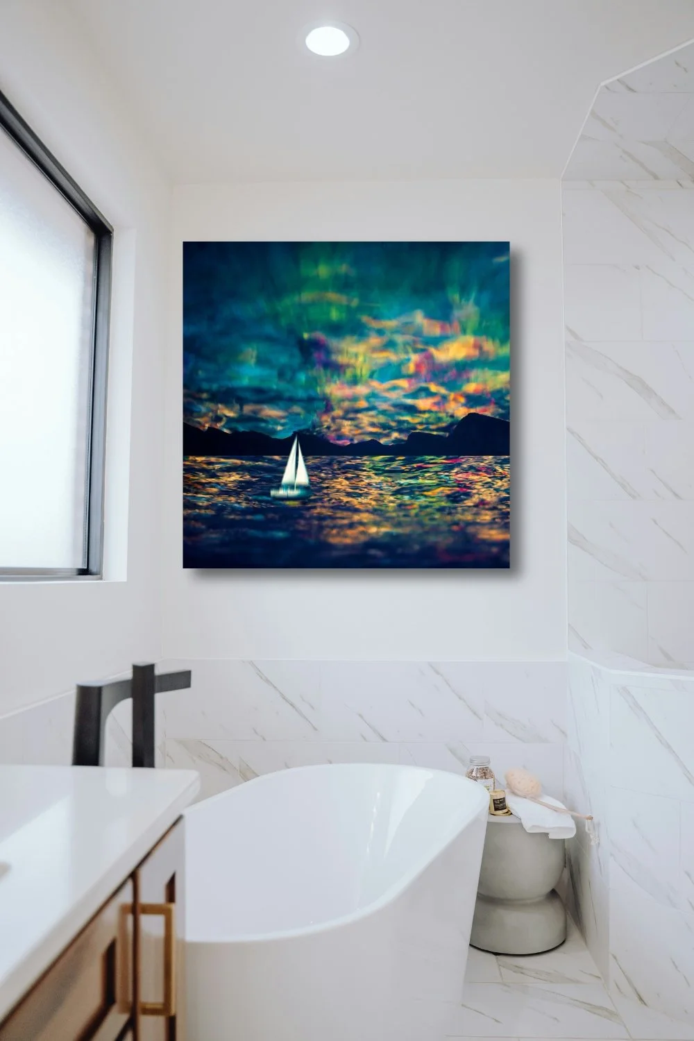 Navegación Fine Art Metal Print | Abstract Night Boat Photography