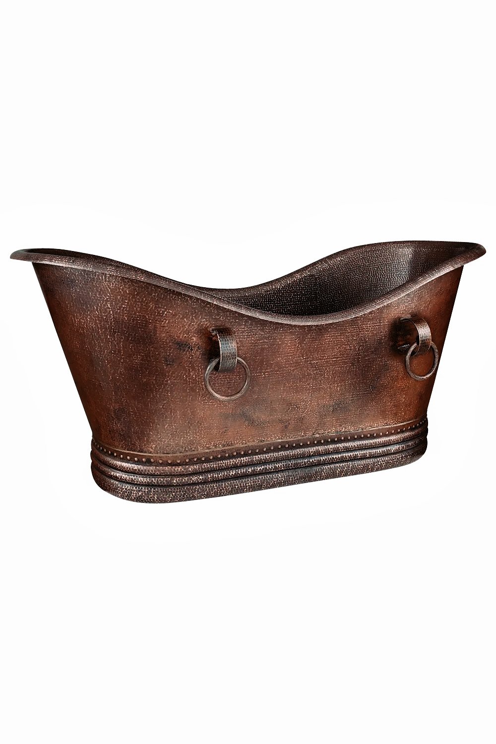 Hacienda 67" Hammered Copper Double Slipper Bathtub with Rings