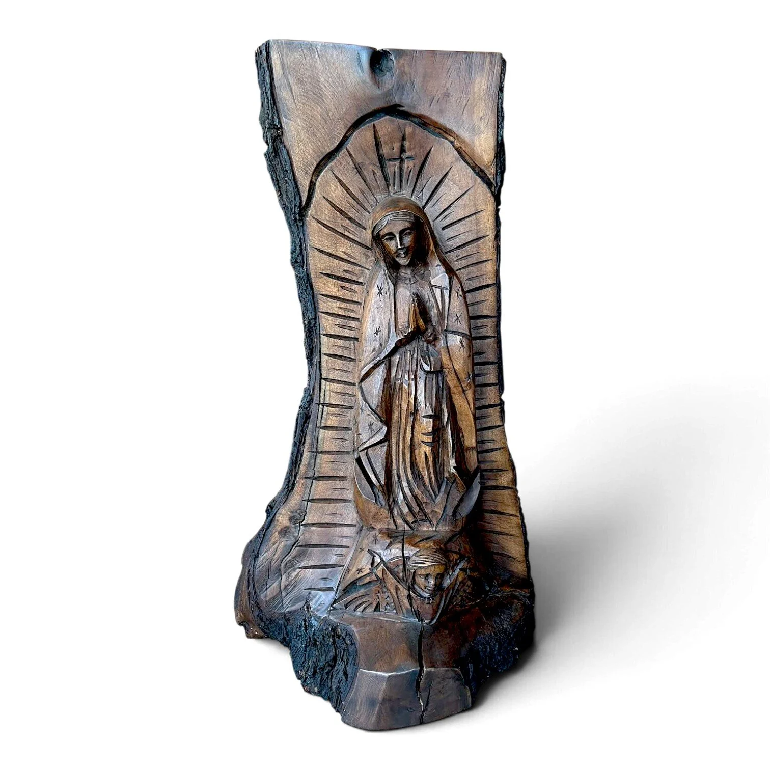 Virgen María Tallada – Grande | Handmade Carved Mesquite Wood Virgin Mary