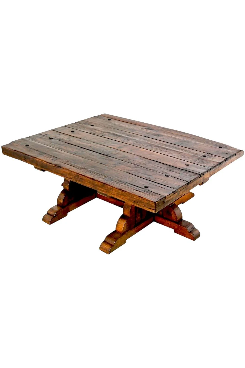 Shop the Amaya Coffee Table handmade in Mexico. Solid wood table with dark stain and clavos accents for timeless rustic and hacienda-style living spaces.