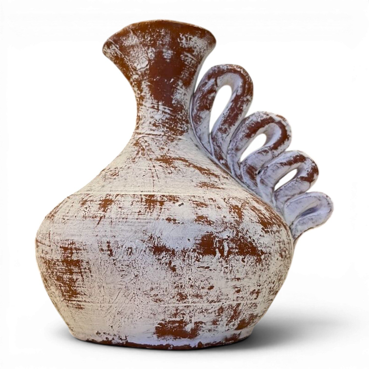 Jarra Blanca | Handmade Mexican Distressed Clay Vase