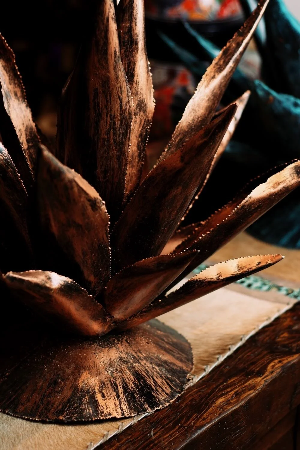 Golden Metal Agave Art at Milagros Rústicos