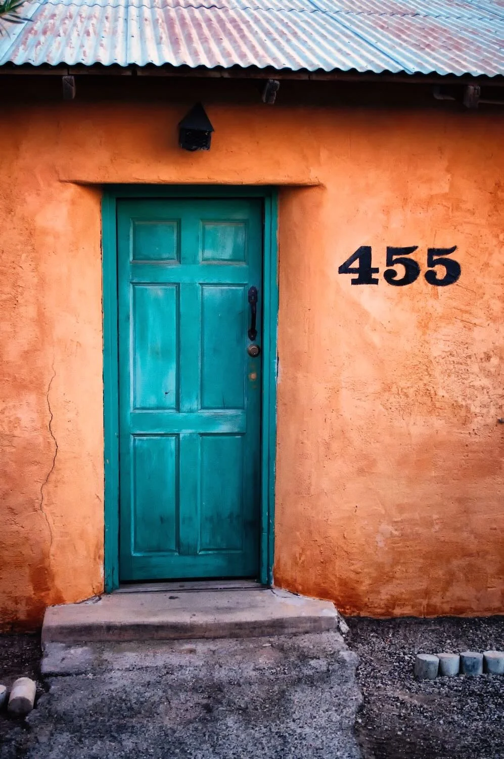 455 – Orange Adobe with Turquoise Door, Barrio Viejo Tucson