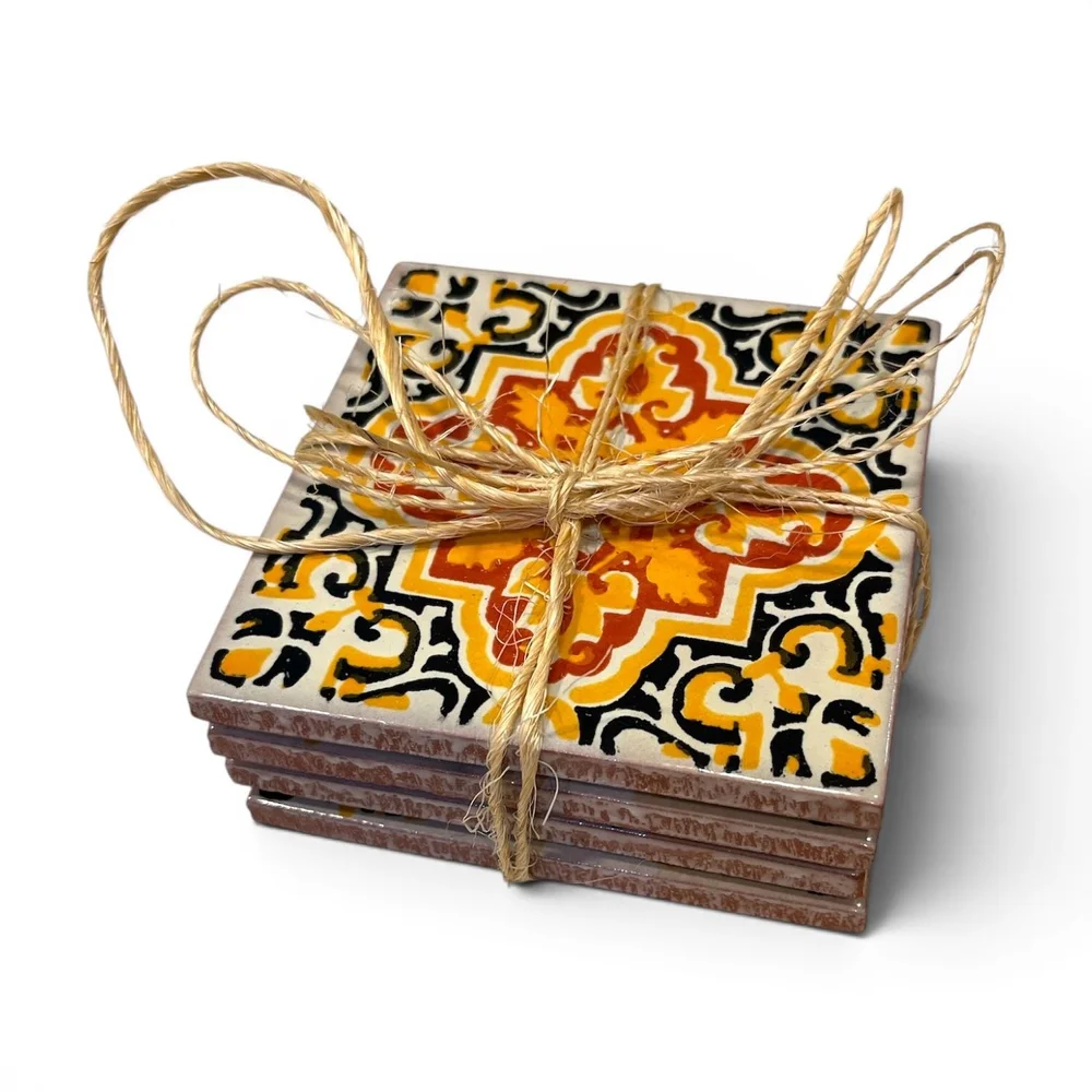 Talavera Tile Coaster Set | Handmade Mexican Tile Coasters (Set of