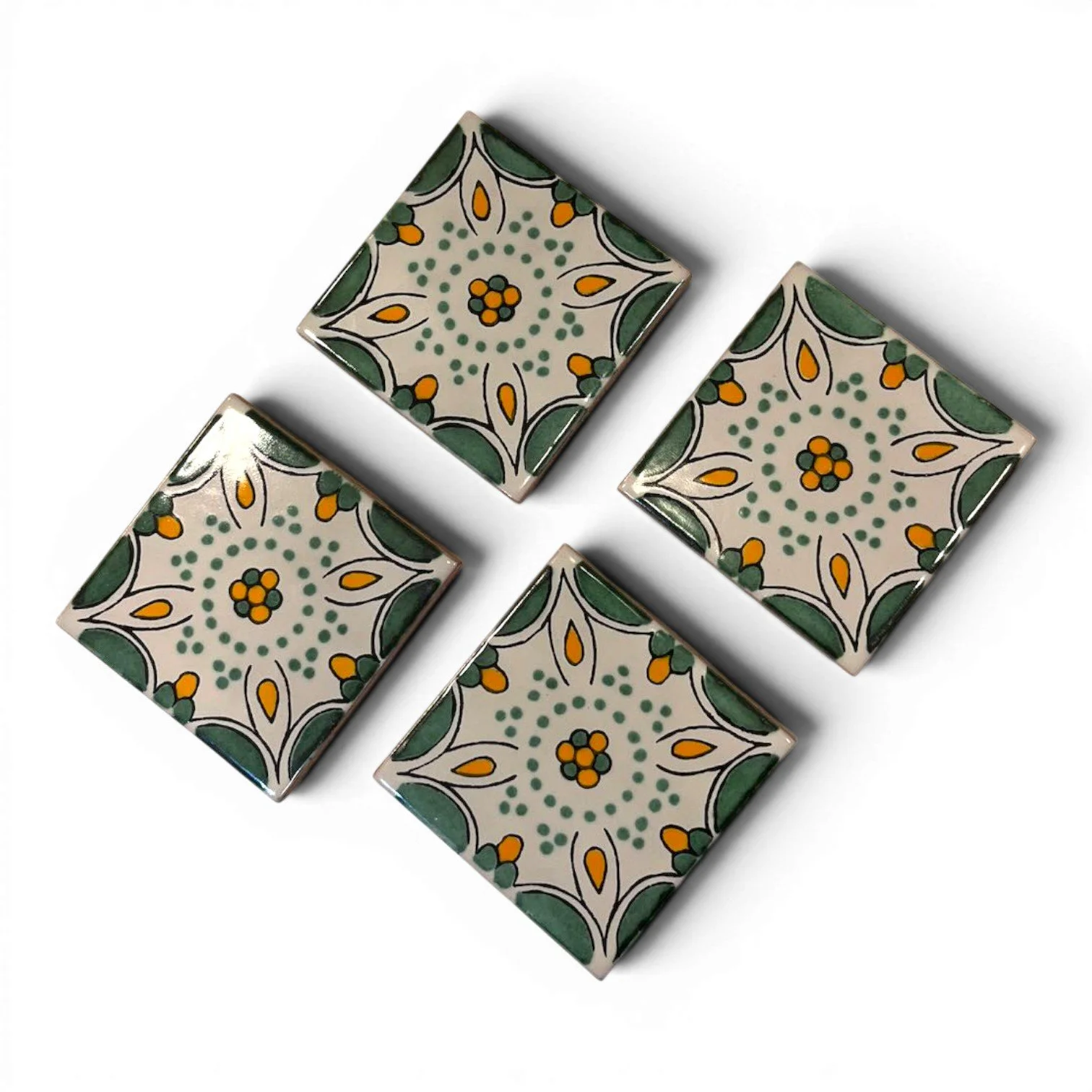 Talavera Tile Coaster Set – Handmade Mexican Tile Coasters (Set of 4)