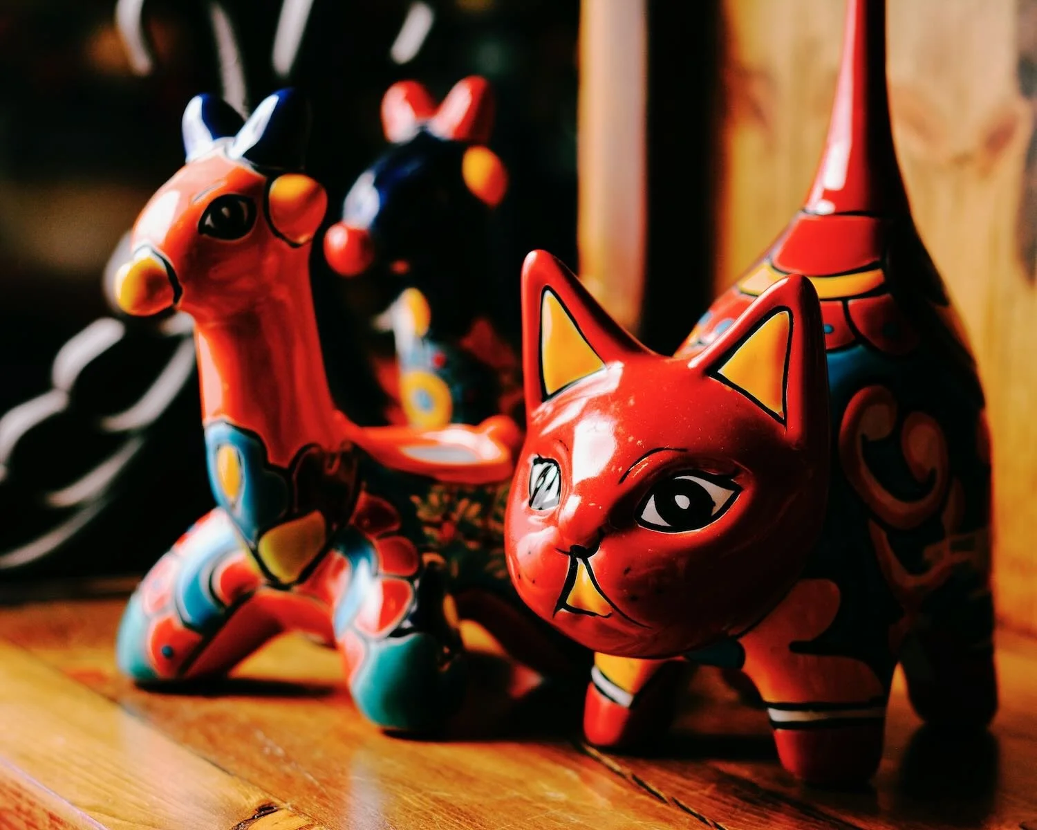 Handmade Talavera Cat & Giraffe from Mexico