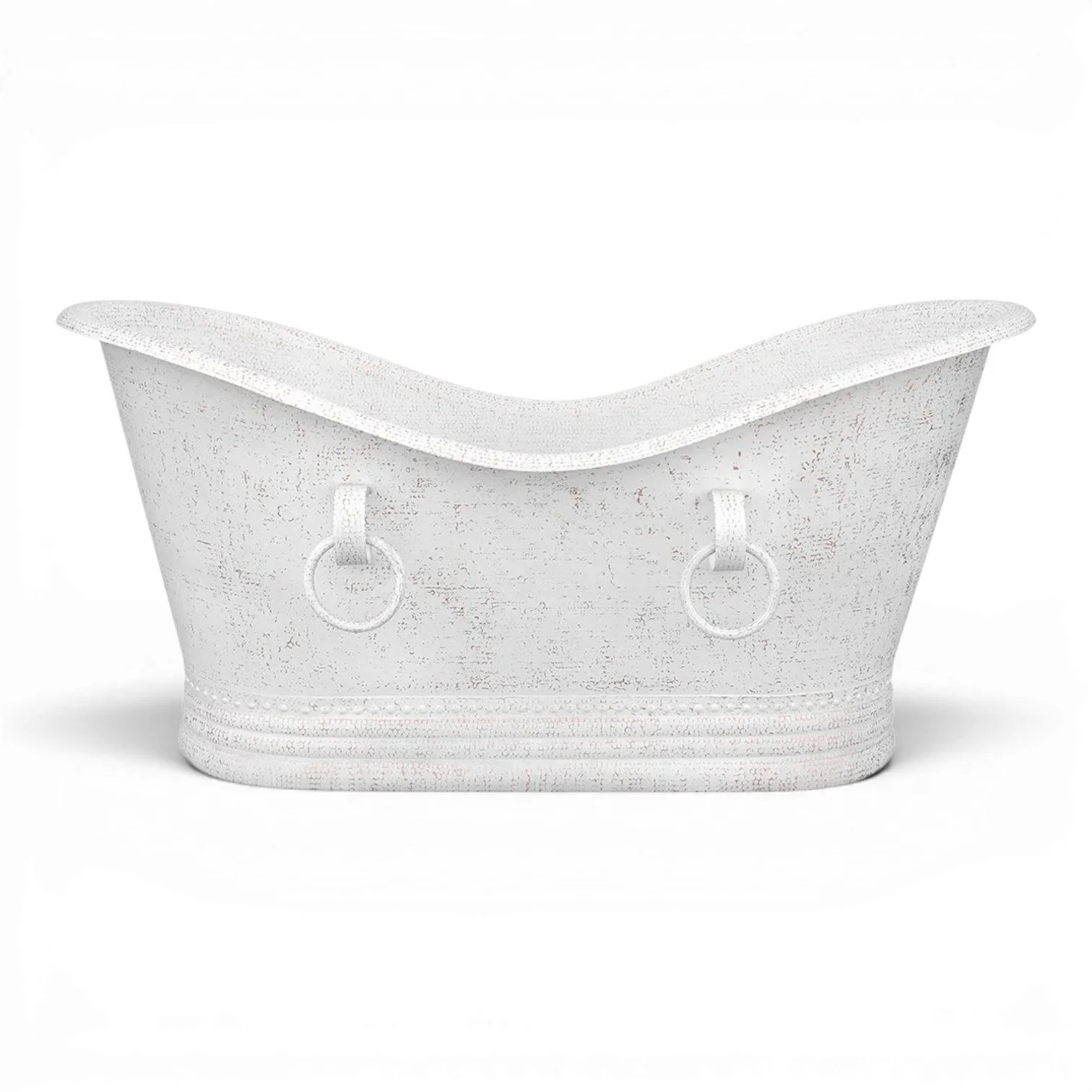 Hacienda Blanca 67" Hammered Copper Double Slipper Bathtub – Glazed White