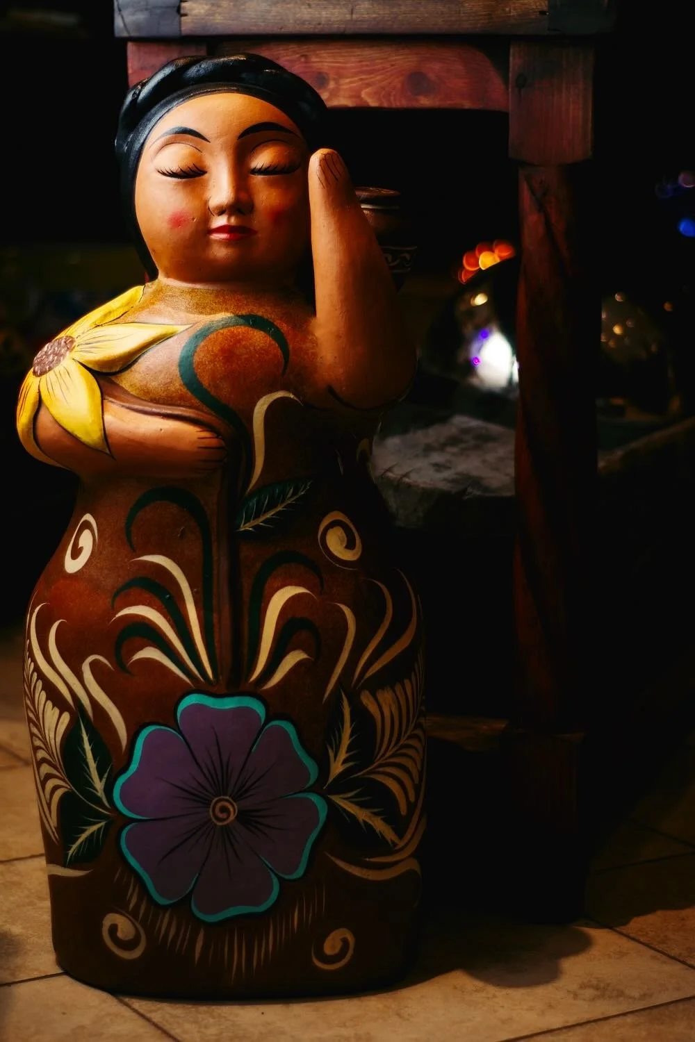 Terracotta clay gordita doll from Mexico - Milagros Rústicos