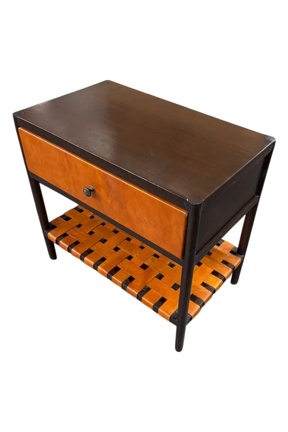 Marisol Leather Nightstand – Wood Nightstand with Leather Drawer