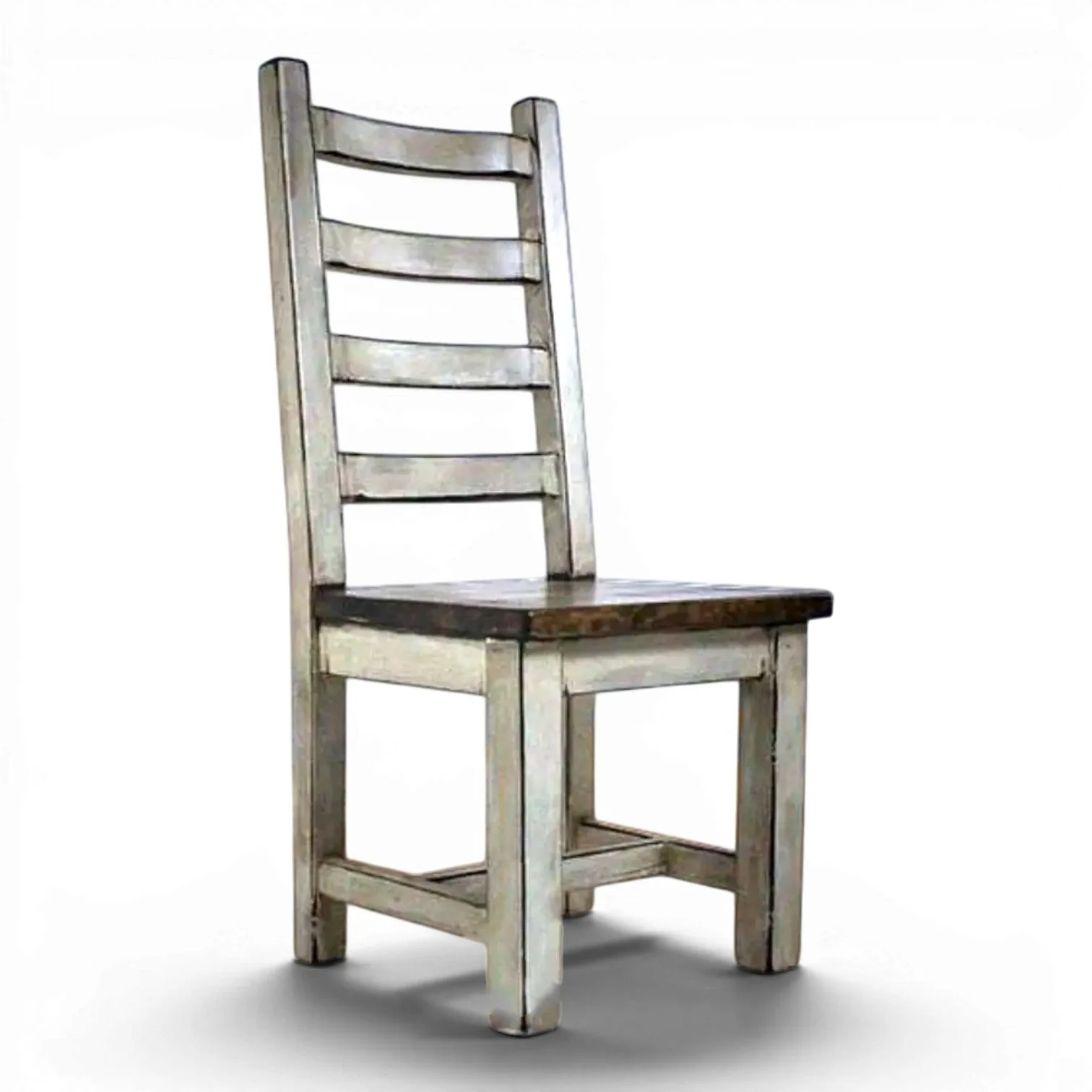Guadalajara handcrafted Mexican reclaimed wood cantina dining chair with ladder back design