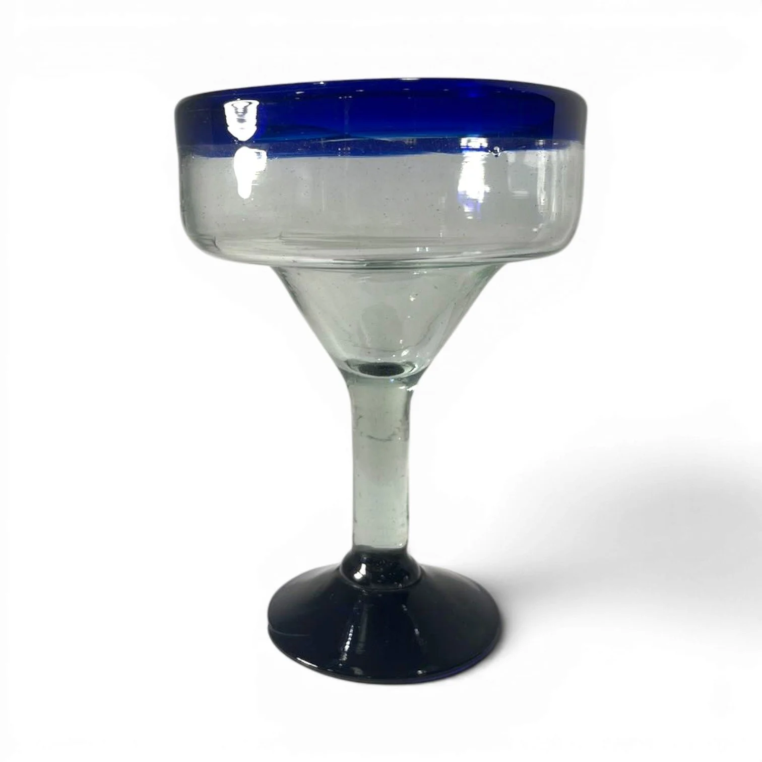 Blue Rim Margarita Glass Set | Handmade Mexican Handblown Margarita Glasses