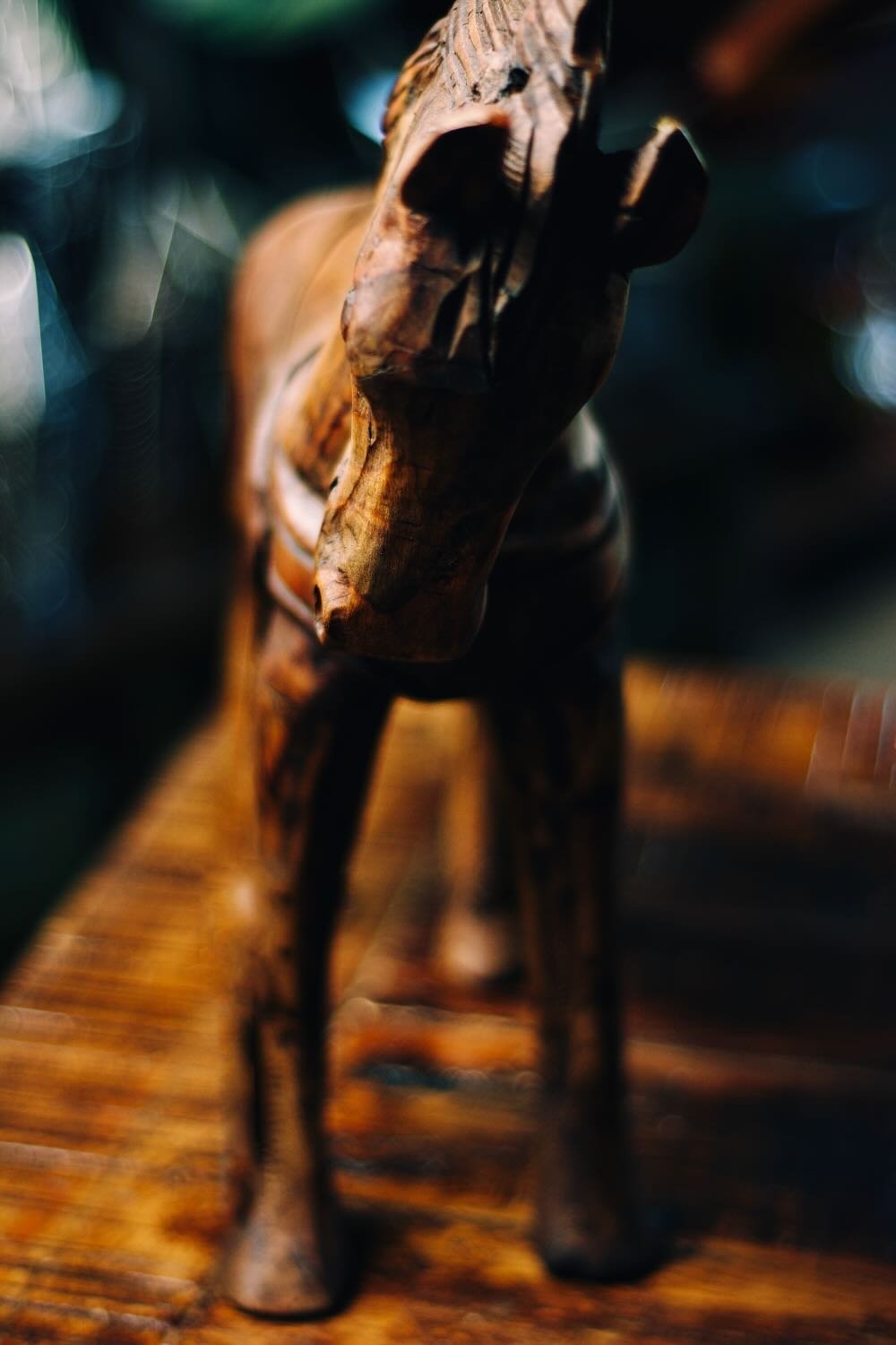 Hand carved standing horse from Mexico.