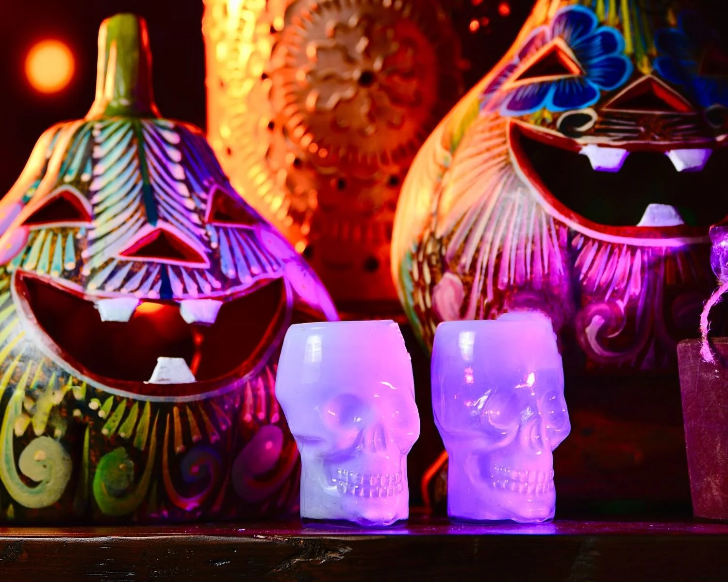 Painted clay Jack O' Lanterns from Mexico