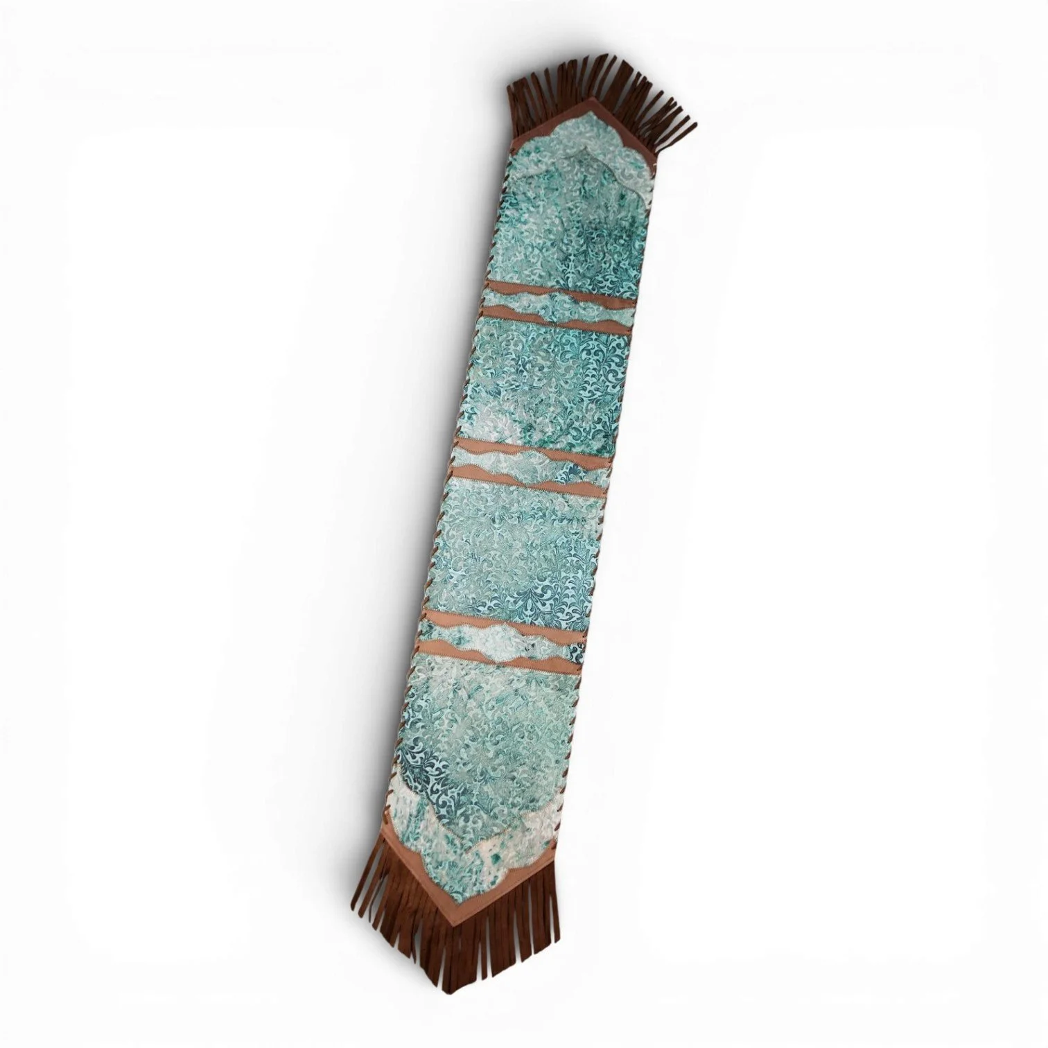 El Cortez Tooled Leather & Cowhide Table Runner