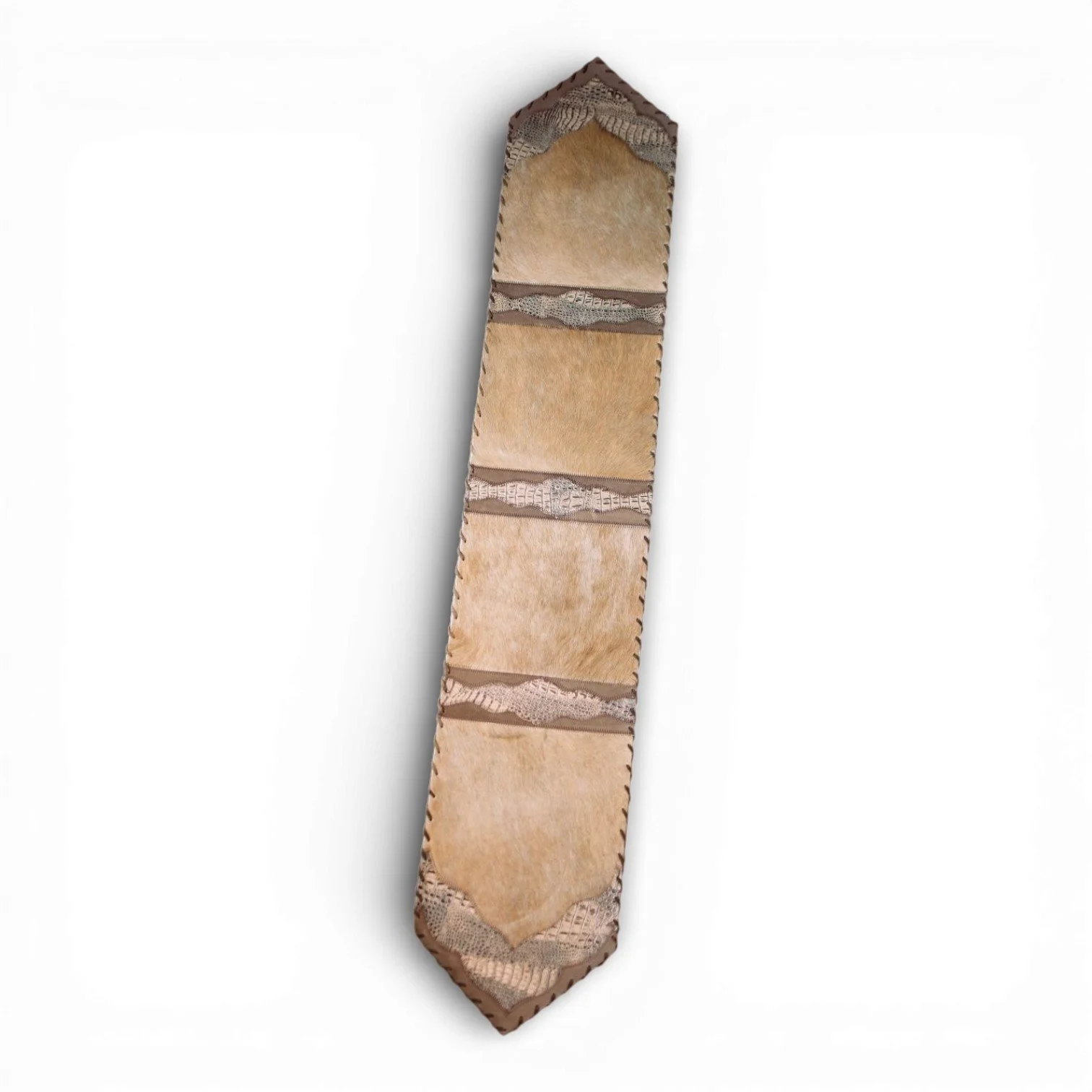 The Plains Tooled Leather & Cowhide Table Runner