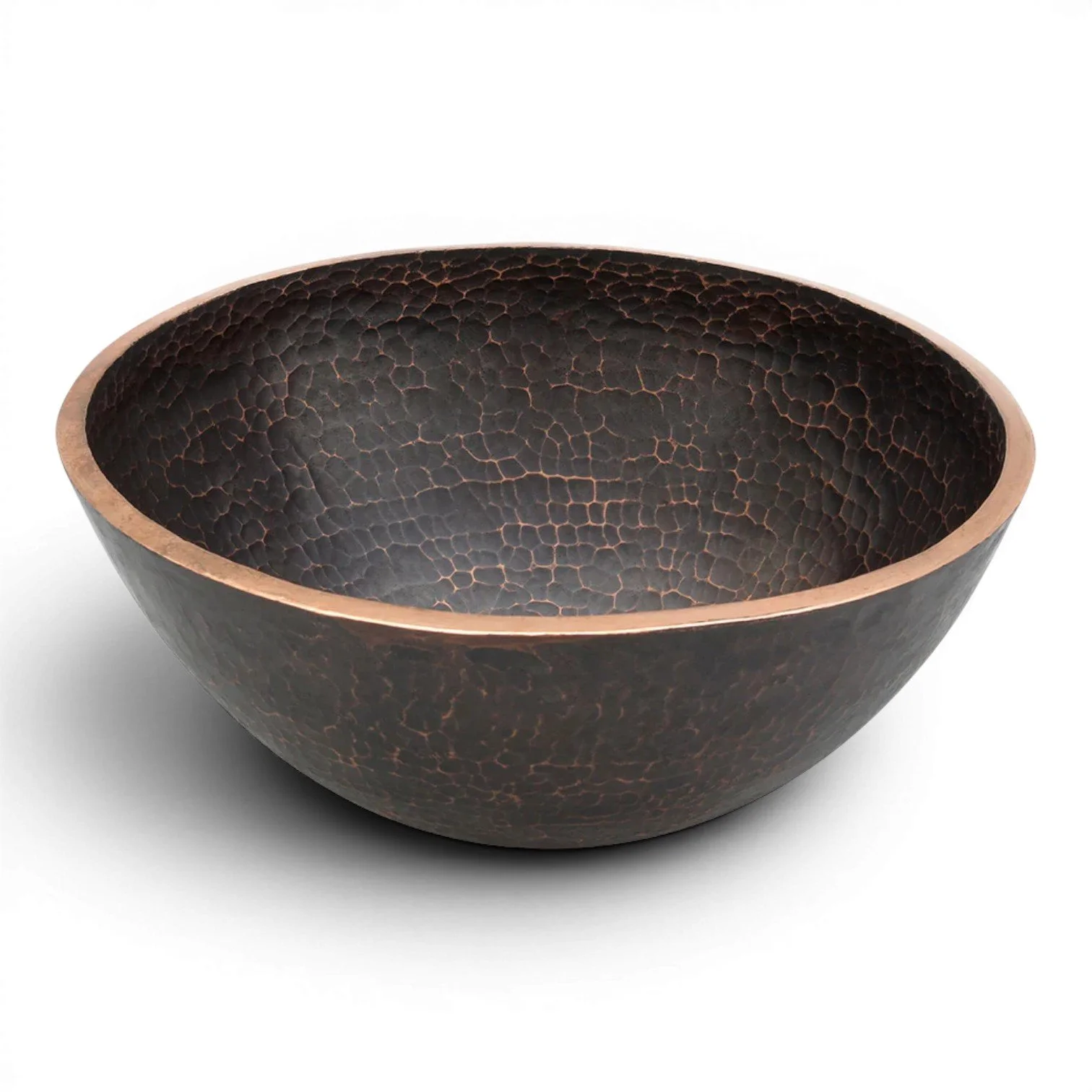 Hacienda Old World 13" Round Hand Forged Copper Vessel Sink | Small Copper Sink