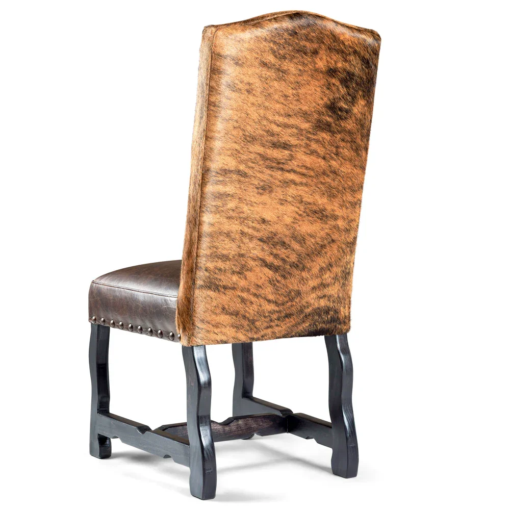 Big Spring Western leather dining chair with genuine artisan leather upholstery and solid hardwood frame.