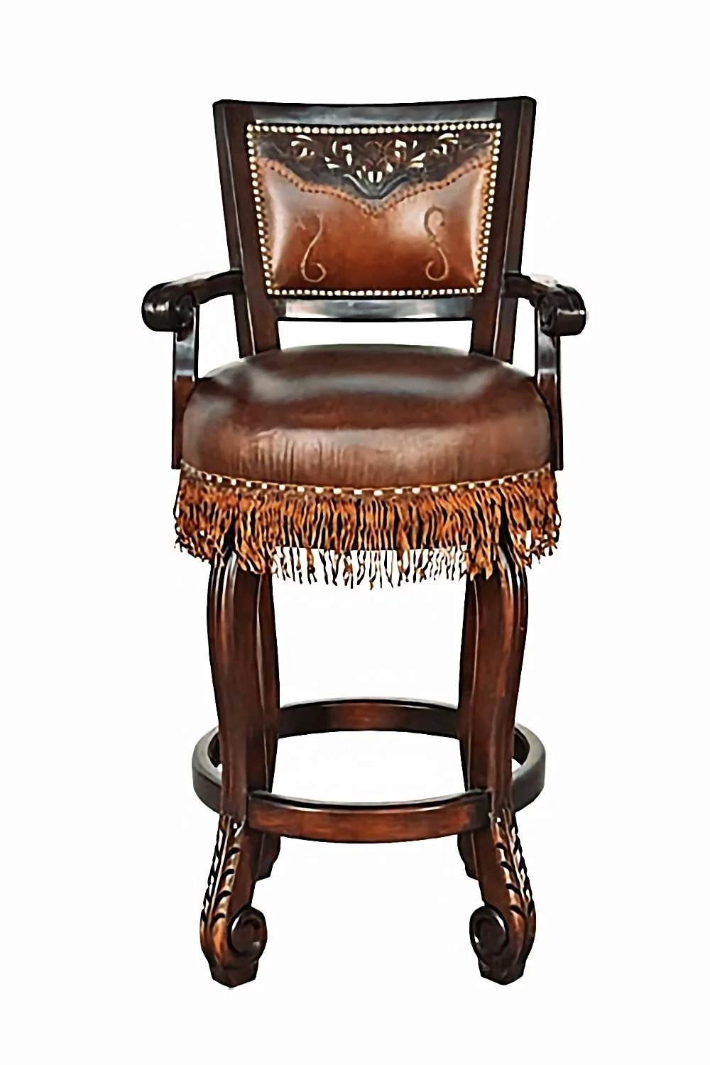 Yellowstone Tooled Leather Bar Stool