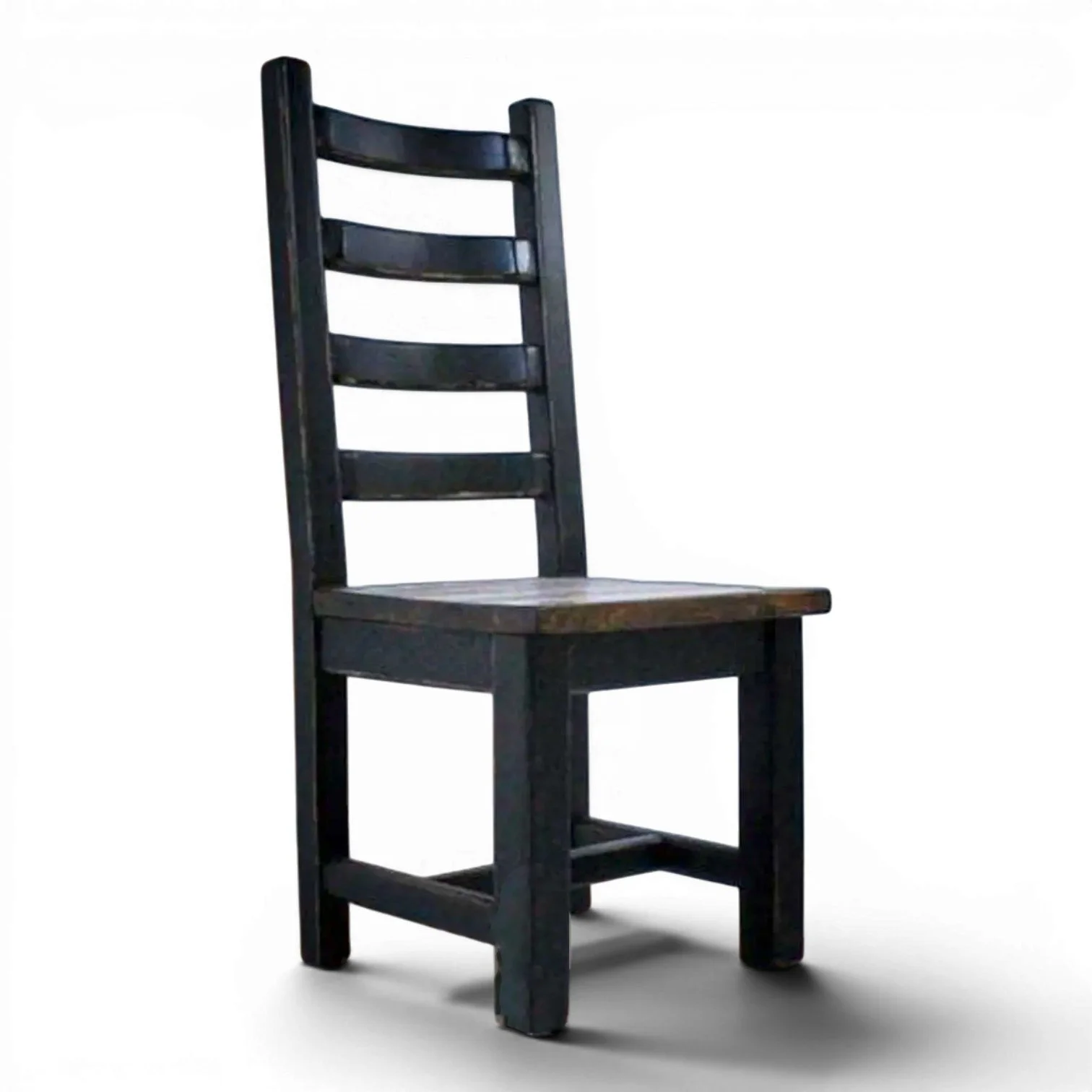 Guadalajara handcrafted Mexican reclaimed wood cantina dining chair with ladder back design
