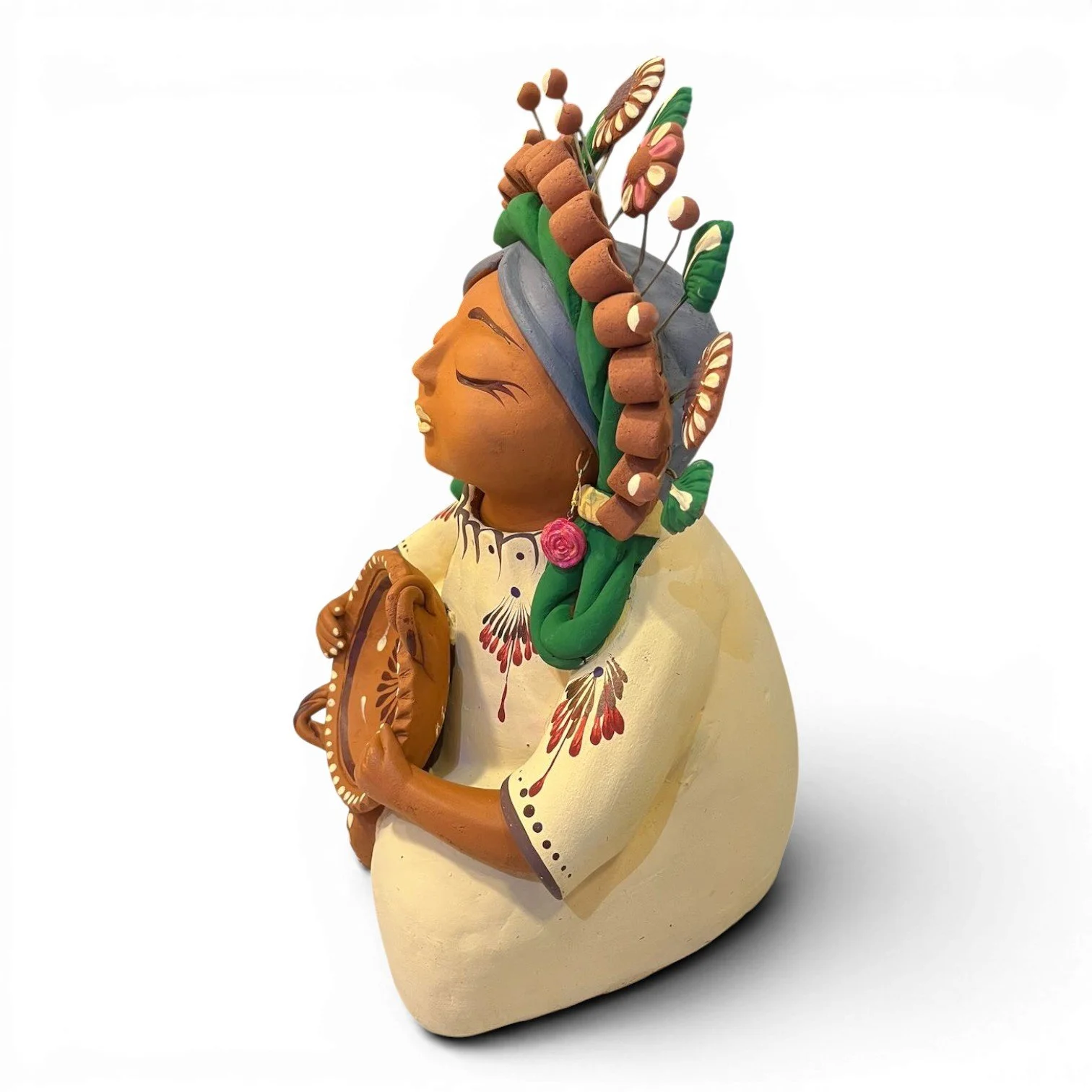 Handmade Mexican Pachamama folk art doll with vibrant artisan details