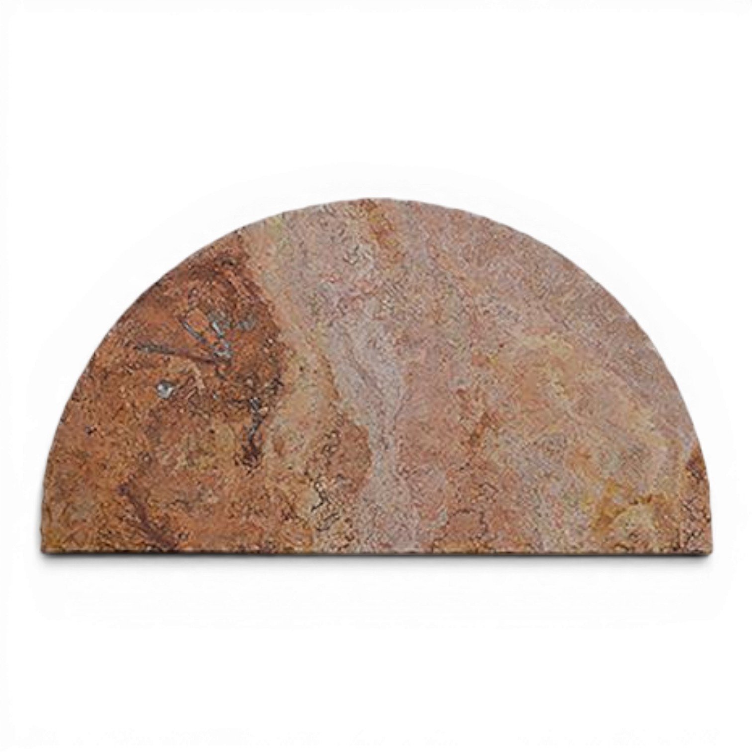 Handmade Stone Canyon Western bar with half-moon stone top, tooled leather panels, iron trim, and twisted footrest crafted in Mexico.-2.jpg