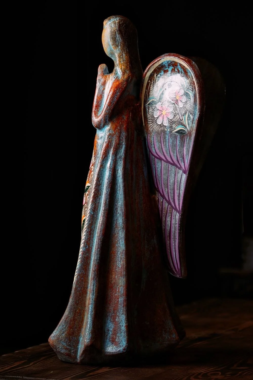 Large Hanmade & Painted Clay Angel