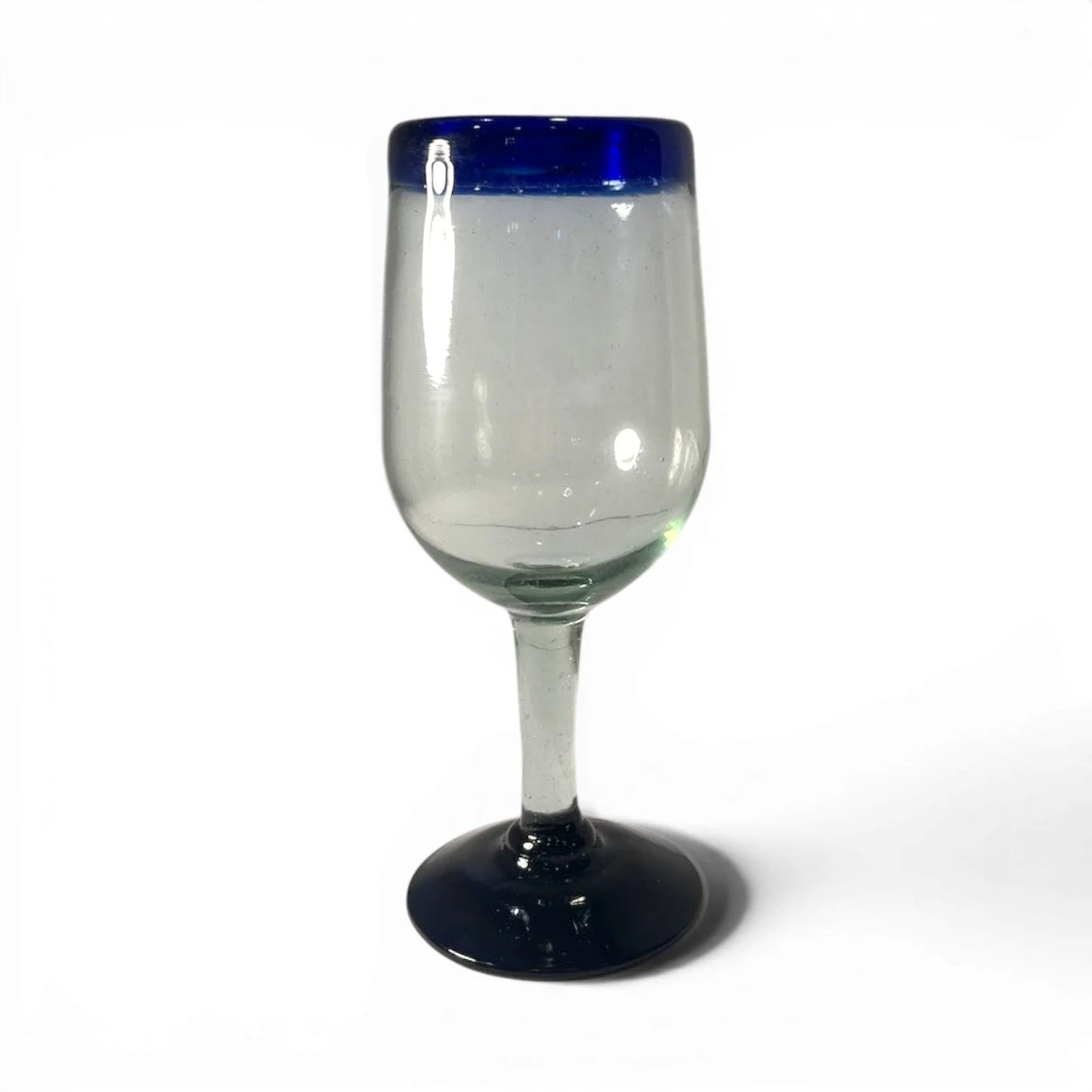 Cantina Wine Glass | Handmade Mexican Blue Rim Wine Glass