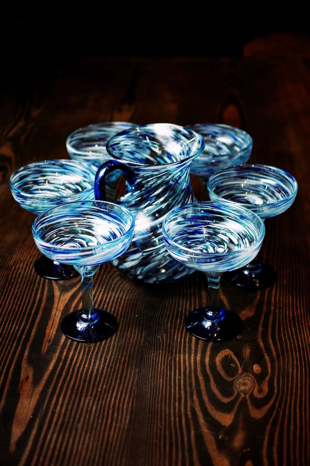 Cobalt Snow Margarita Glass & Pitcher Set