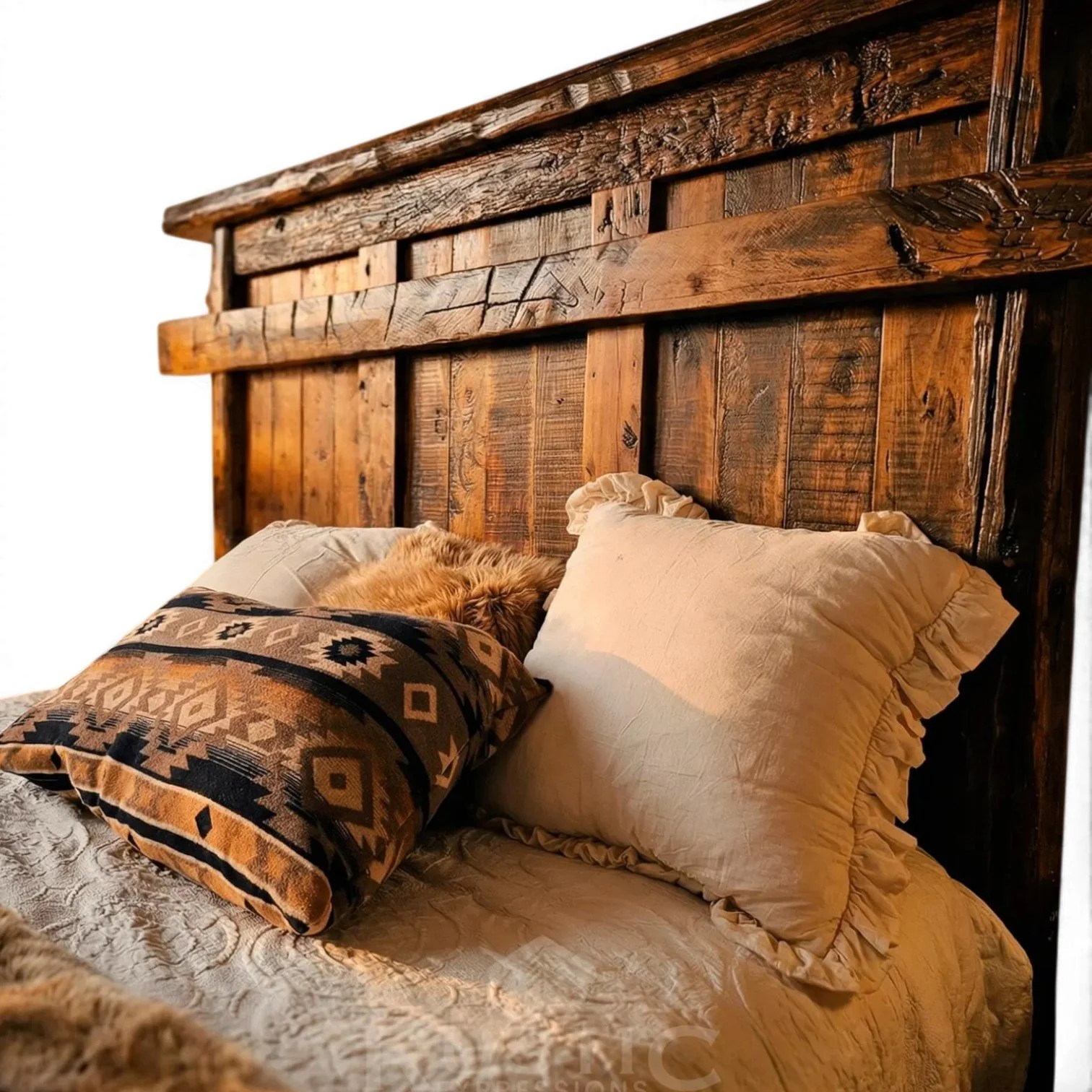 Hacienda Rústica handcrafted Mexican reclaimed wood bed with dark stain and rustic Western design