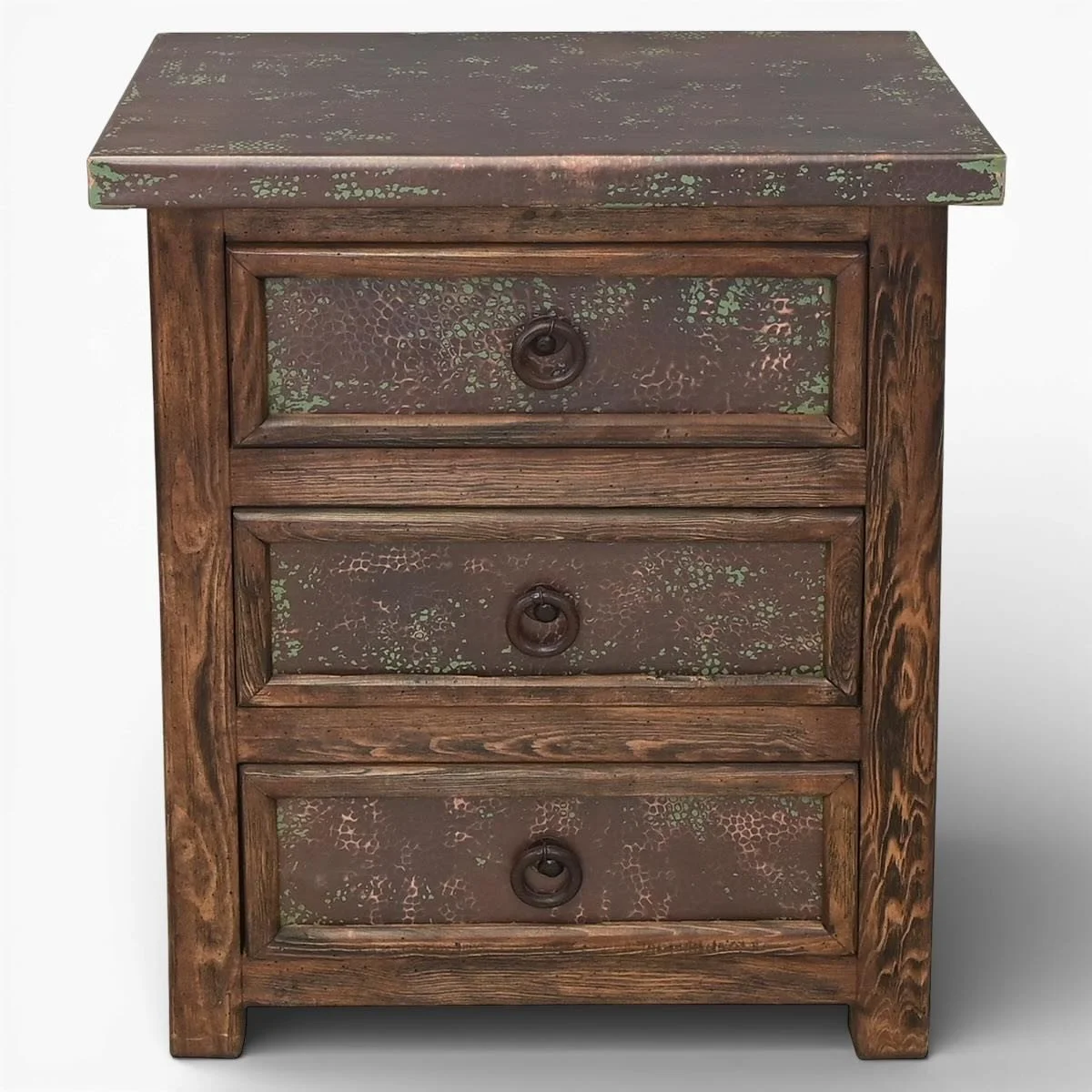 San Felipe Cobre Nightstand | Handmade Copper Top 3-Drawer Nightstand Mexico