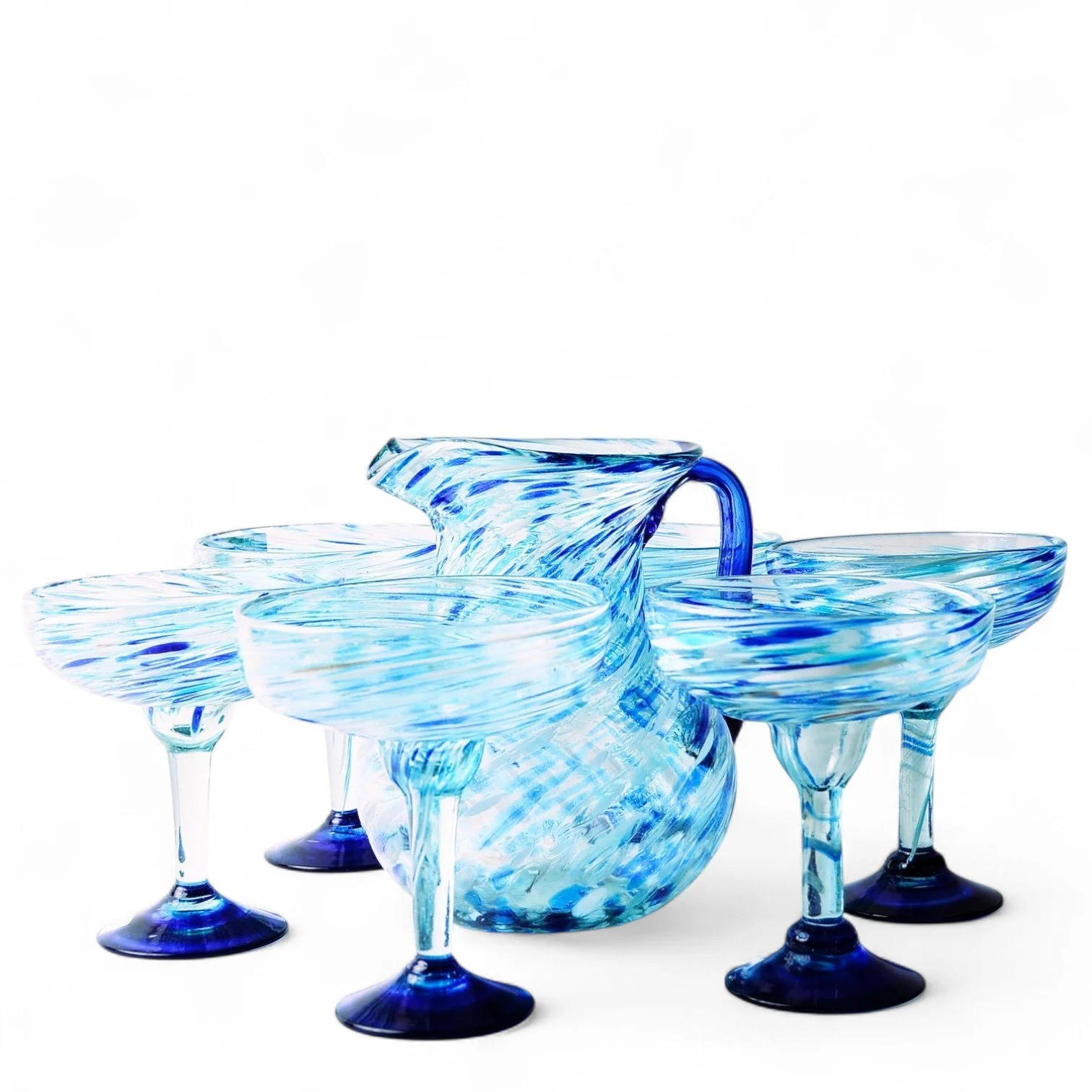 Cobalt Snow Margarita Glass & Pitcher Set