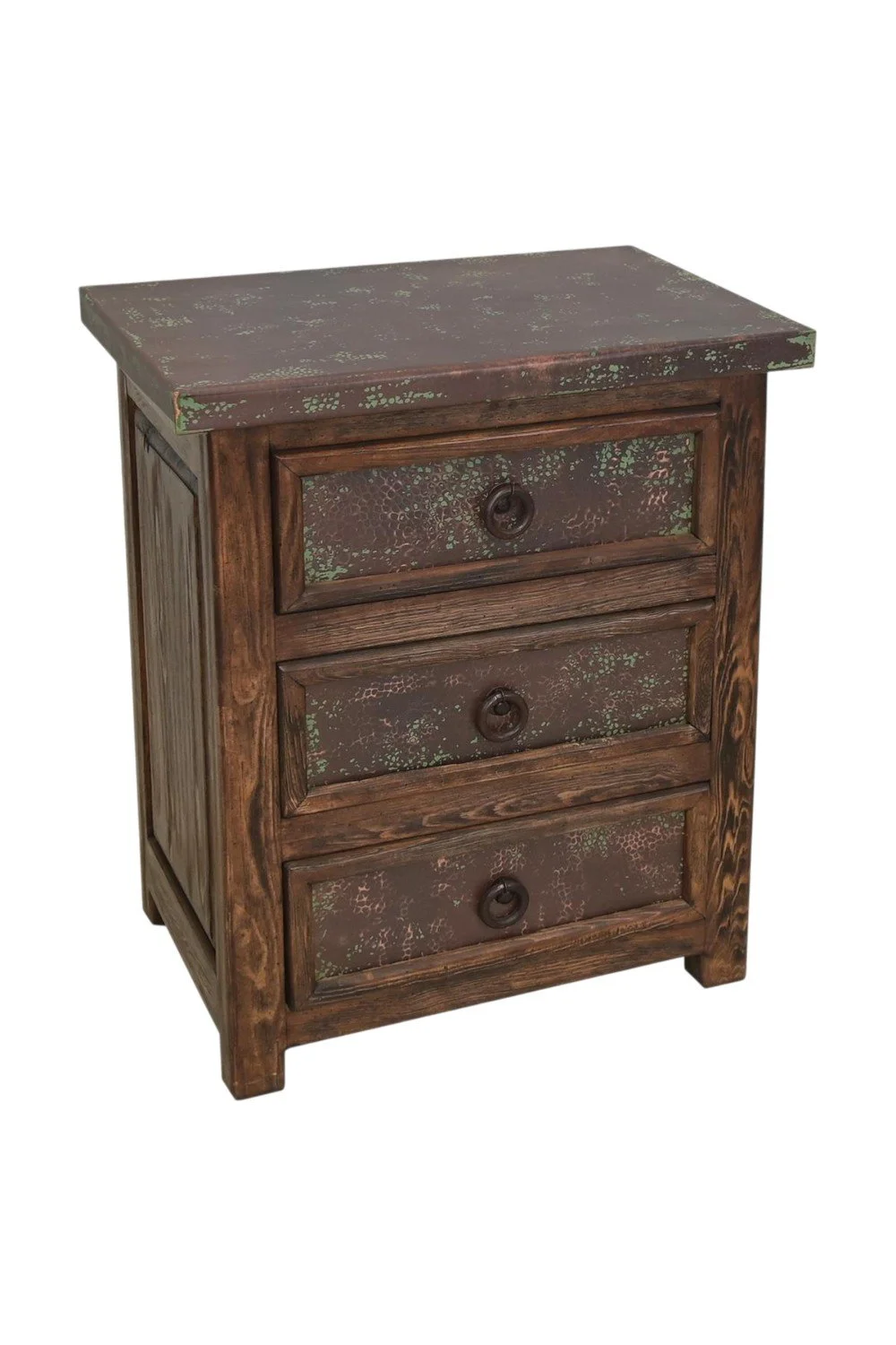 San Felipe Cobre Nightstand - Three Drawer & Copper Top
