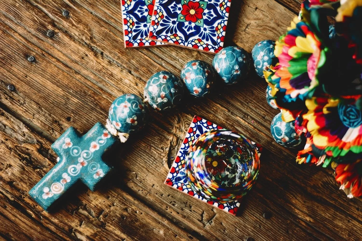 Handblown, hand painted and hand formed decor from Mexico.