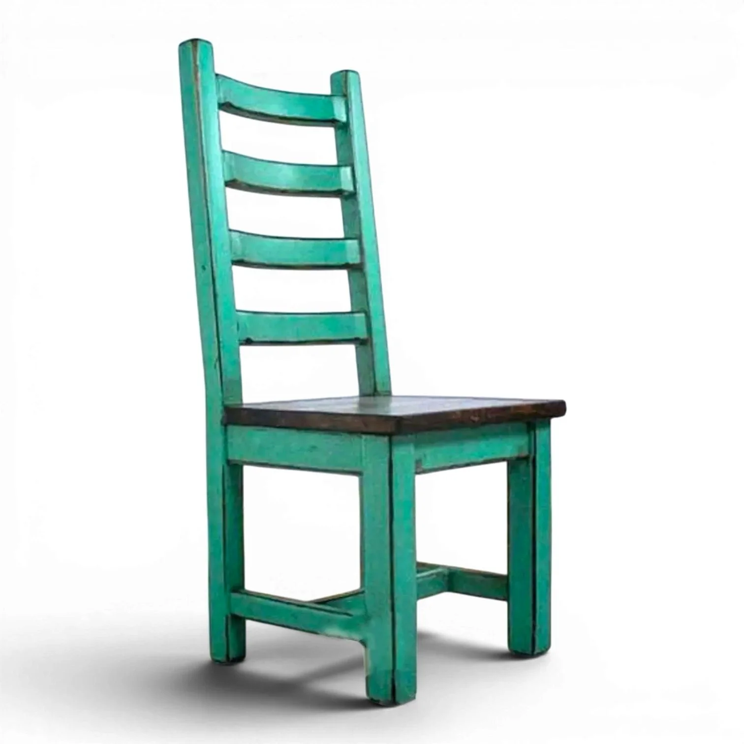Guadalajara handcrafted Mexican reclaimed wood cantina dining chair with ladder back design