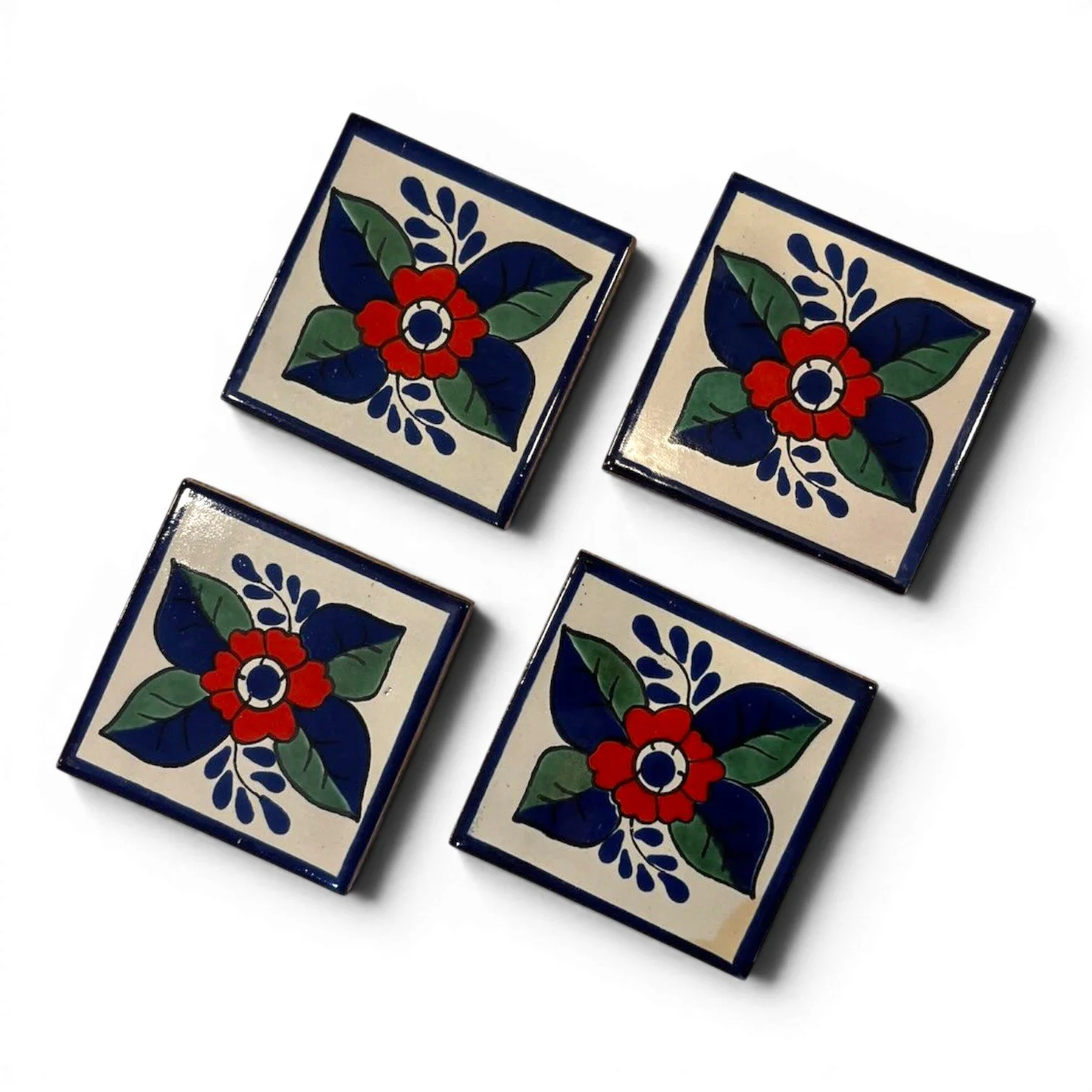Talavera Tile Coaster Set – Handmade Mexican Tile Coasters (Set of 4)